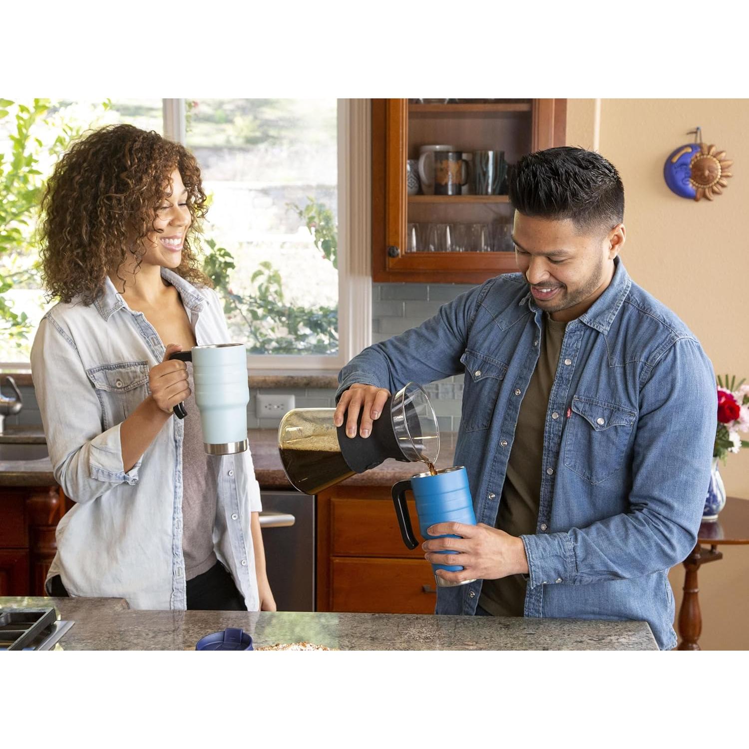 Taza de Viaje Aislada MIRA 20 oz Acero Inoxidable Blanco