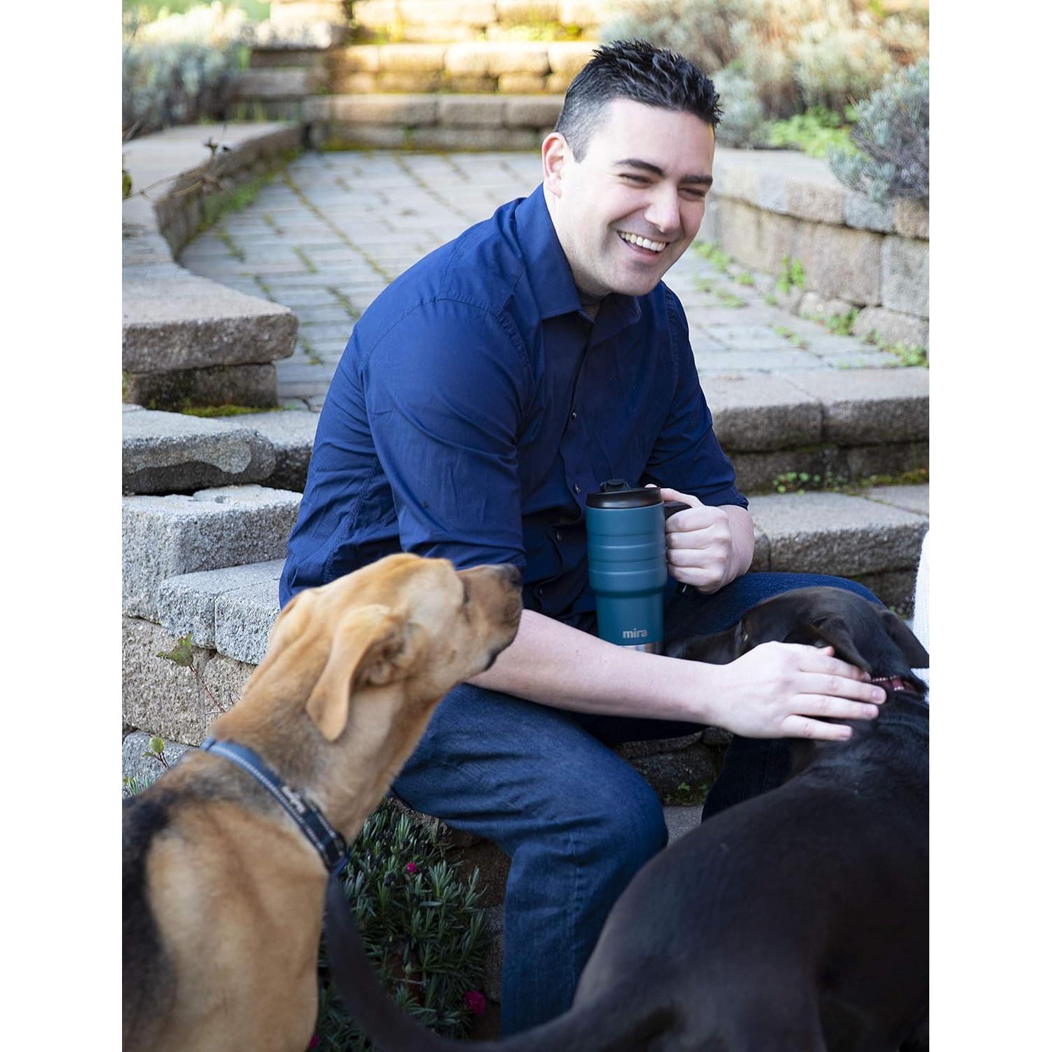 Taza de Viaje Aislada MIRA 20 oz Acero Inoxidable Blanco