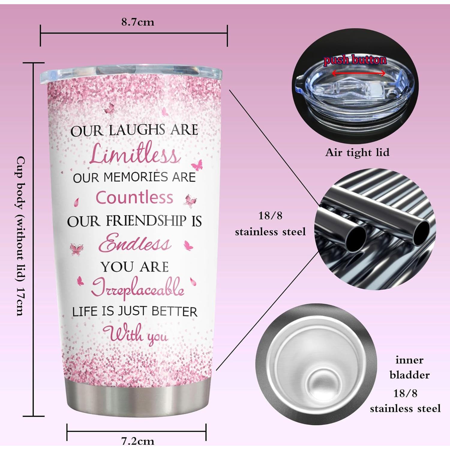 Taza de Acero Inoxidable ZANIION 20oz para Mejor Amiga