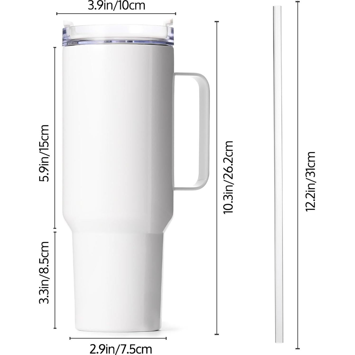 Vaso de Sublimación OFFNOVA 40oz Acero Inoxidable Blanco 4Pcs