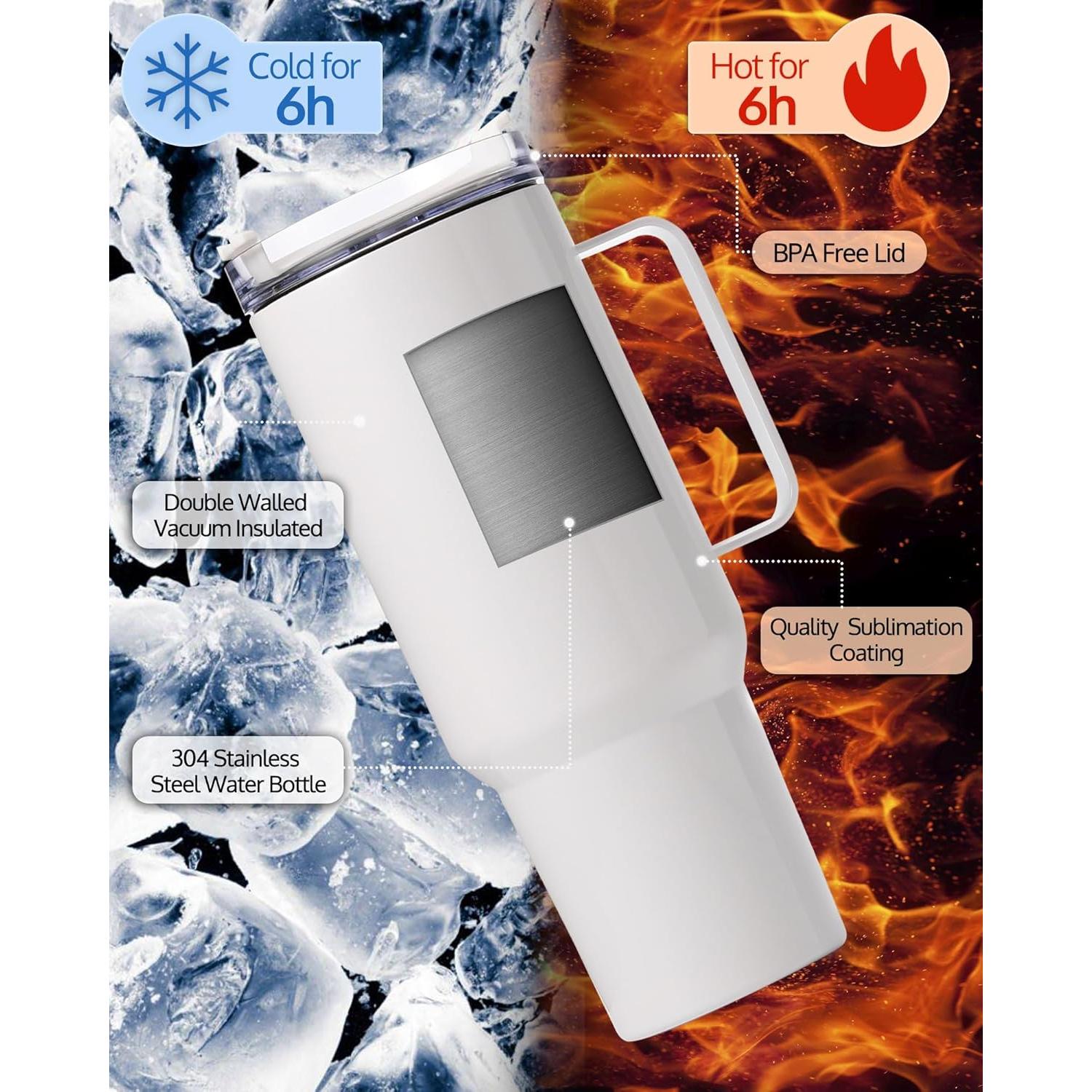 Vaso de Sublimación OFFNOVA 40oz Acero Inoxidable Blanco 4Pcs