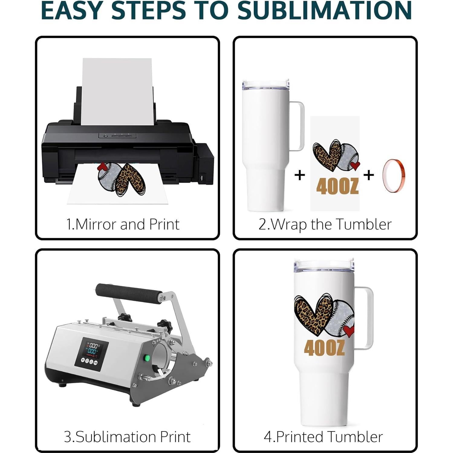 Vaso de Sublimación OFFNOVA 40oz Acero Inoxidable Blanco 4Pcs