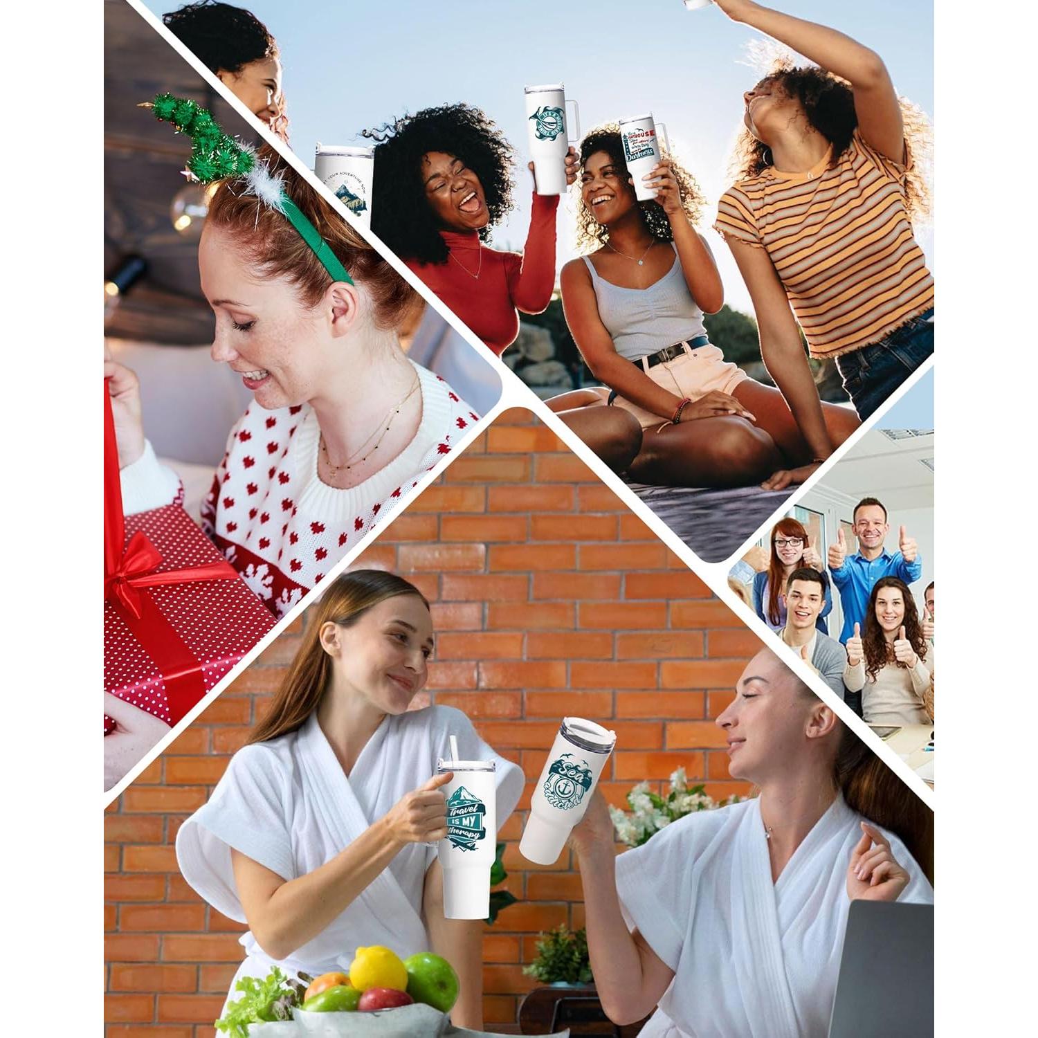 Vaso de Sublimación OFFNOVA 40oz Acero Inoxidable Blanco 4Pcs