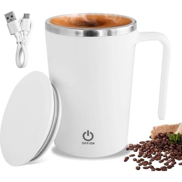 Taza de Café Auto Mezcladora Refuel Inc. Blanca 473ml
