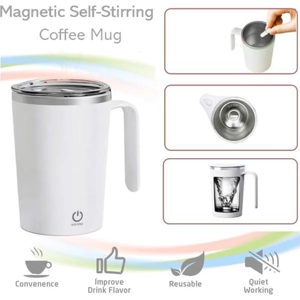 Taza de Café Auto Mezcladora Refuel Inc. Blanca 473ml