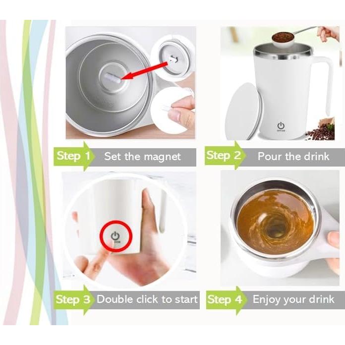 Taza de Café Auto Mezcladora Refuel Inc. Blanca 473ml