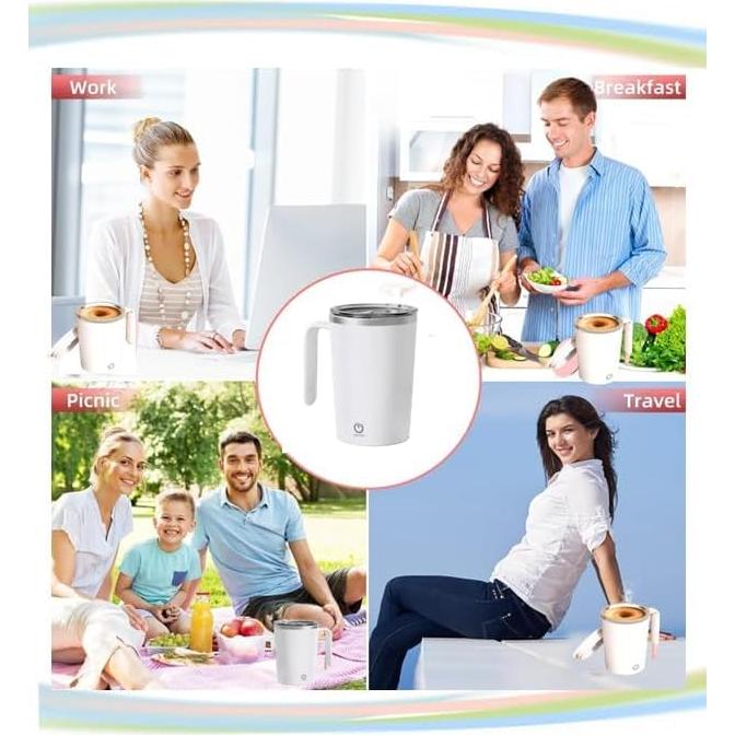 Taza de Café Auto Mezcladora Refuel Inc. Blanca 473ml