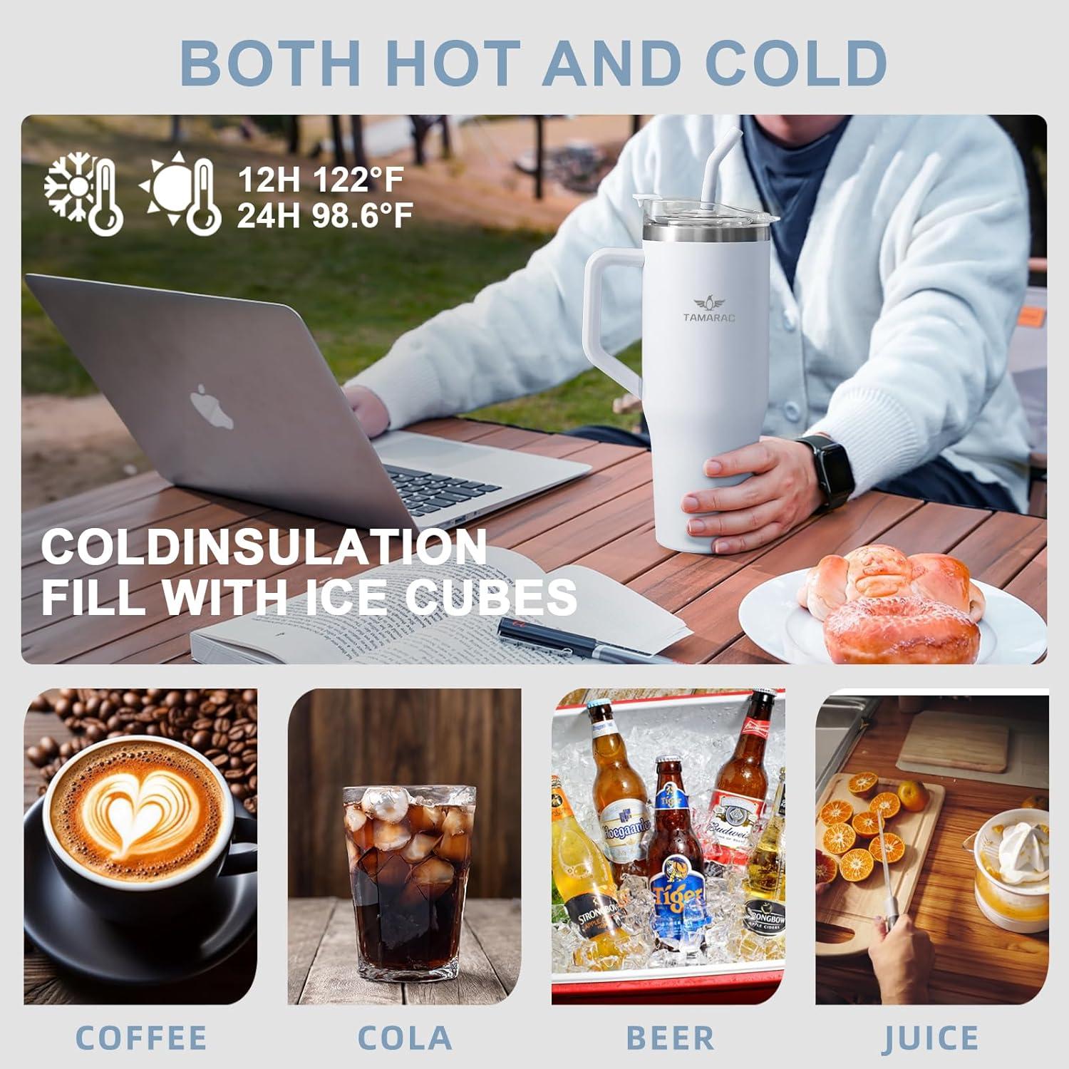 Taza aislada de 1.18 L Tamarac con asa y tapa a prueba de fugas