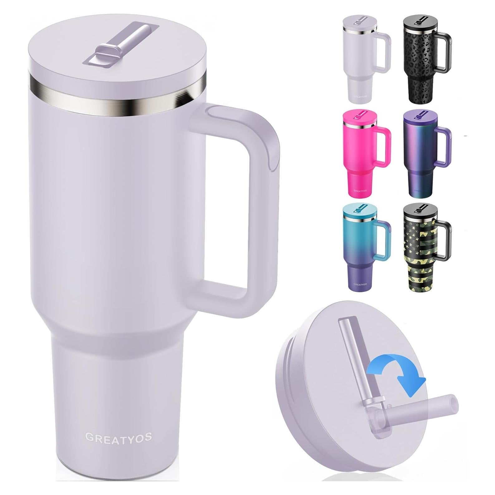 Taza de viaje 40 oz Greatyos con popote plegable Orquídea