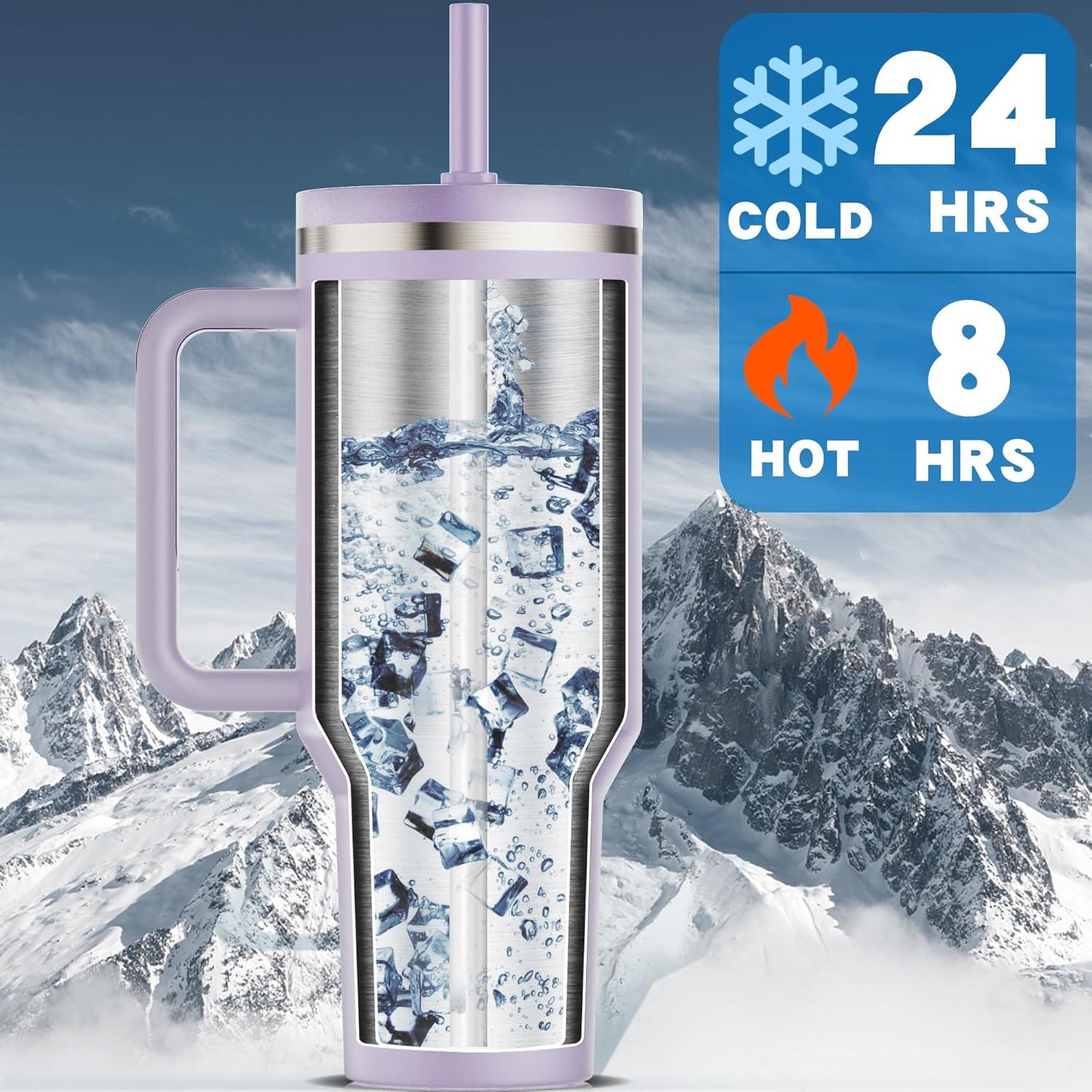 Taza de viaje 40 oz Greatyos con popote plegable Orquídea