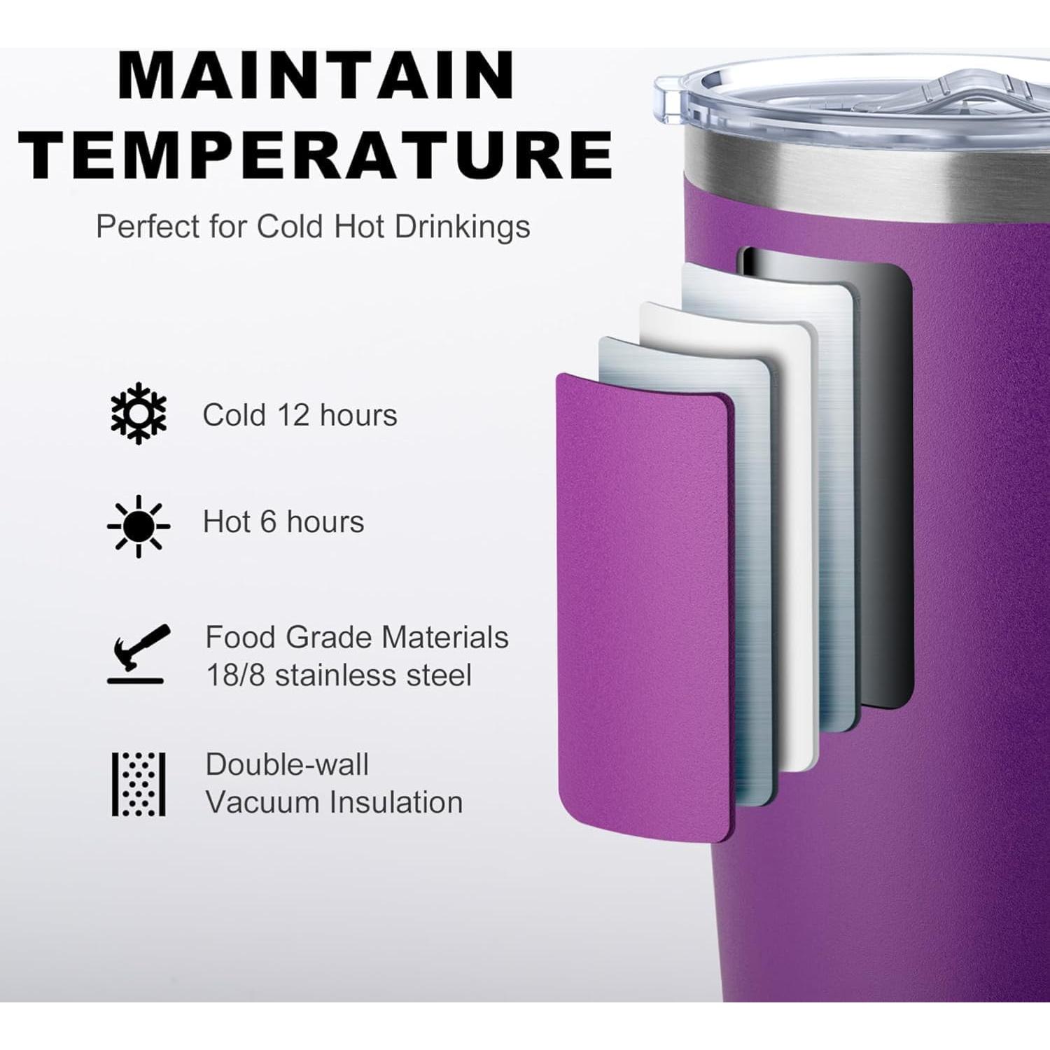 Taza de Café Aislada koodee 590 ml Acero Inoxidable Púrpura