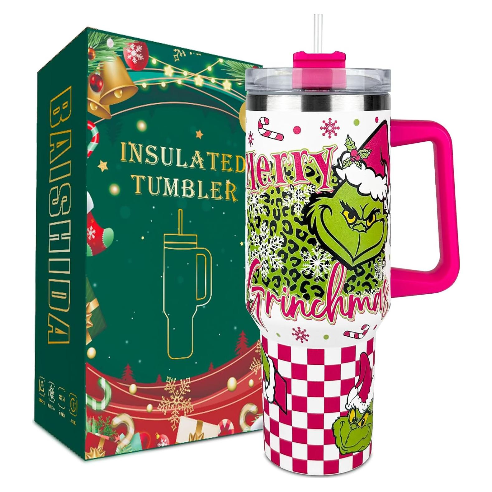 Taza de Navidad Grinch BAISHIDA 40 oz Acero Inoxidable