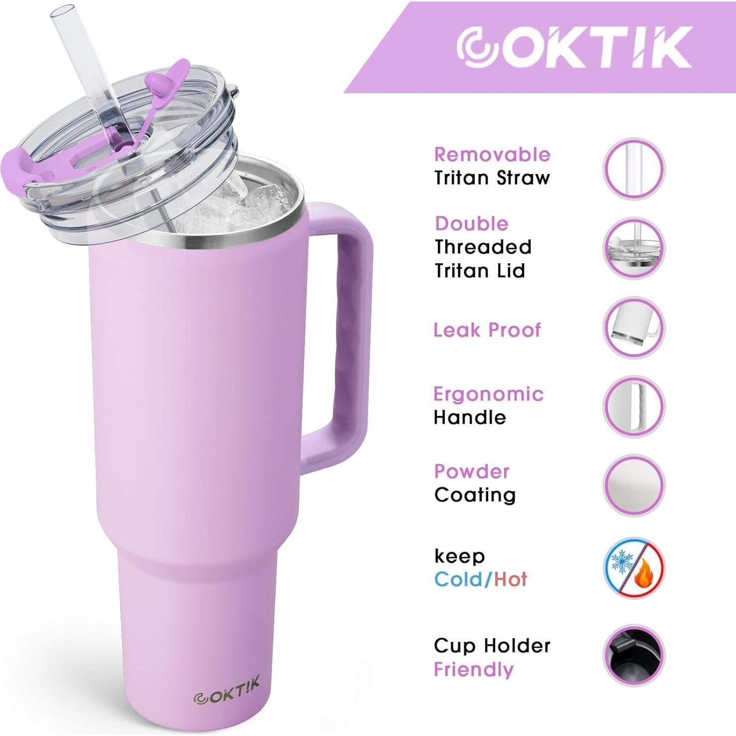 Taza de viaje COKTIK 50oz acero inoxidable a prueba de fugas