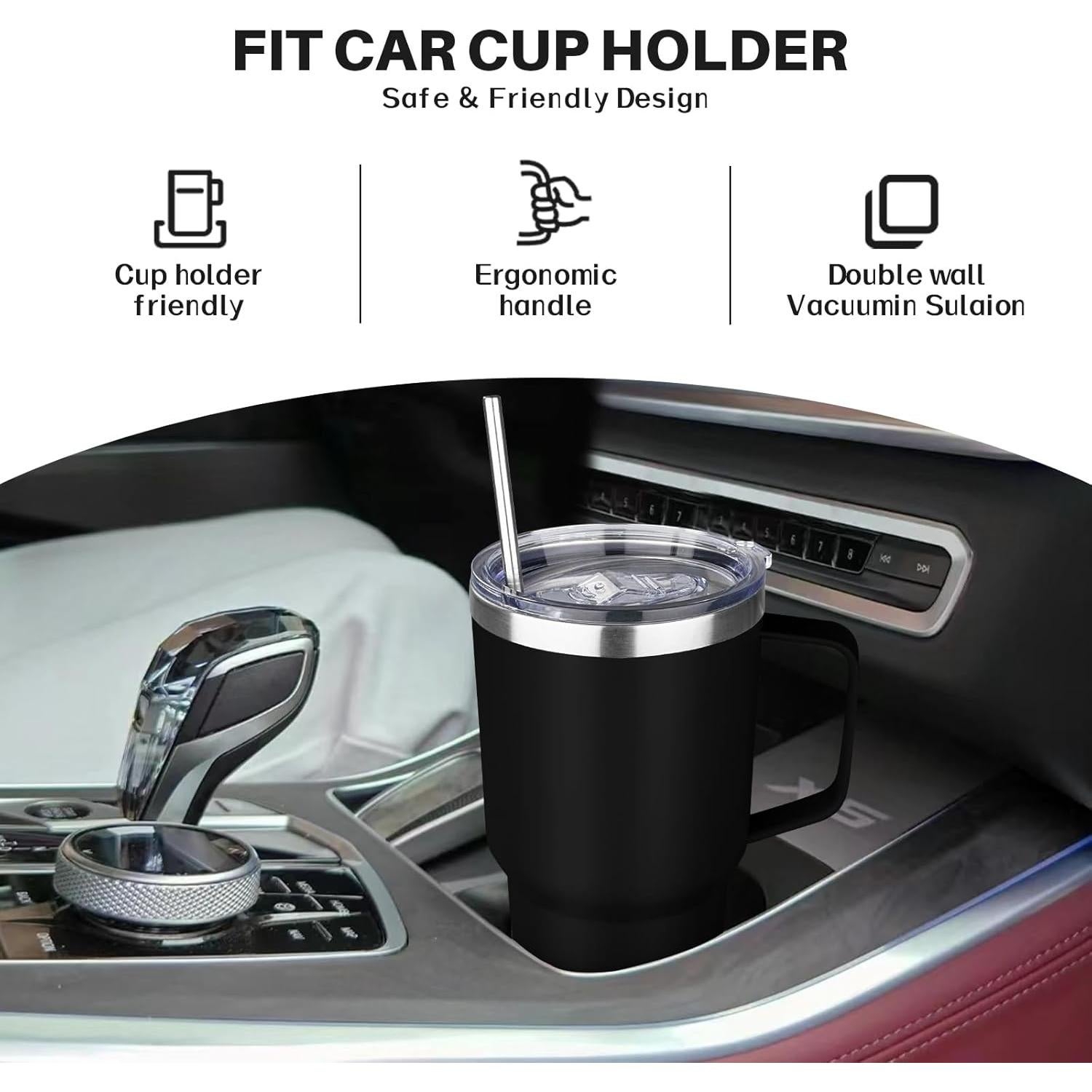 Taza aislada de acero inoxidable 30 oz GUDEMAO con popote