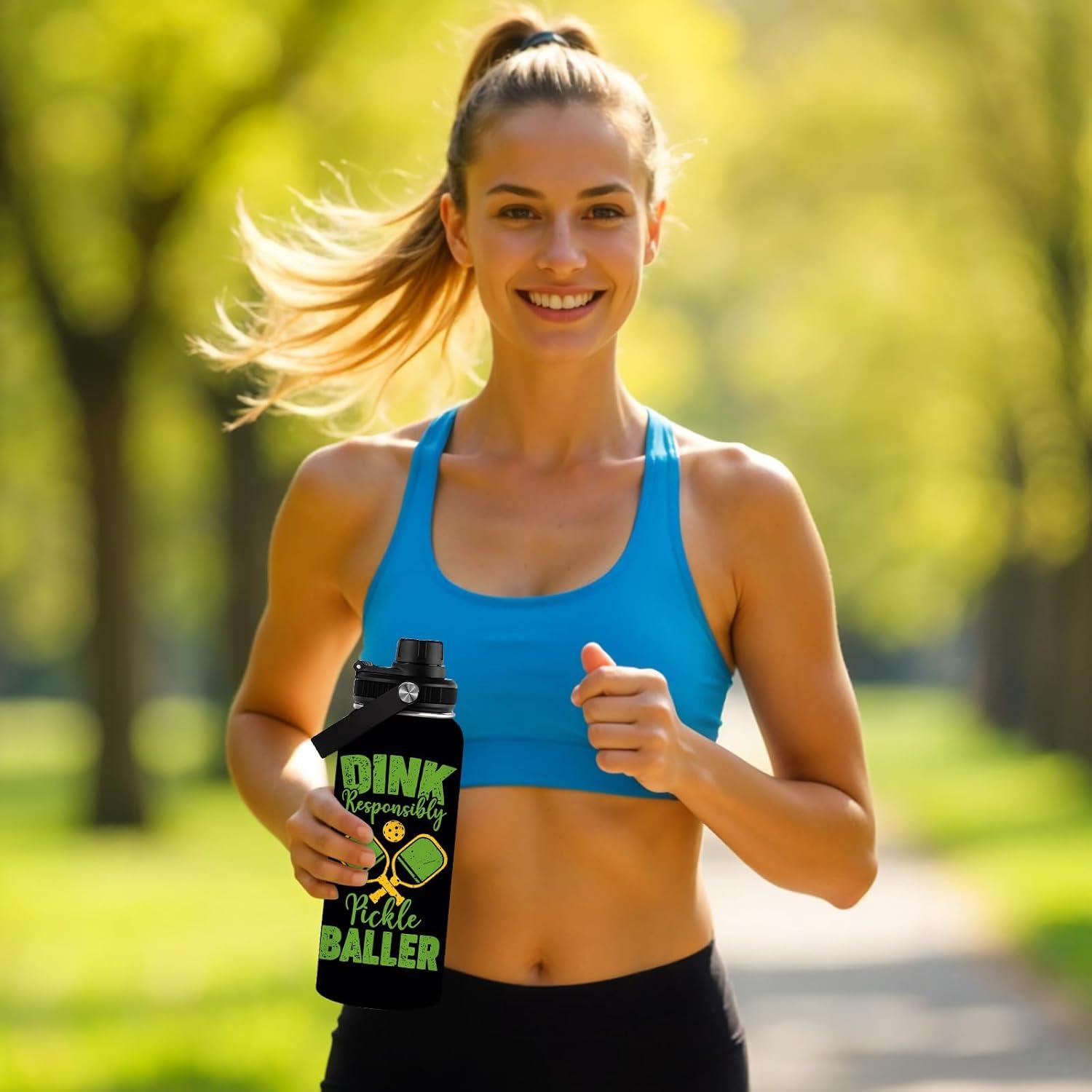 Botella de Agua Aislada WWHSAI 32oz - Acero Inoxidable Negro