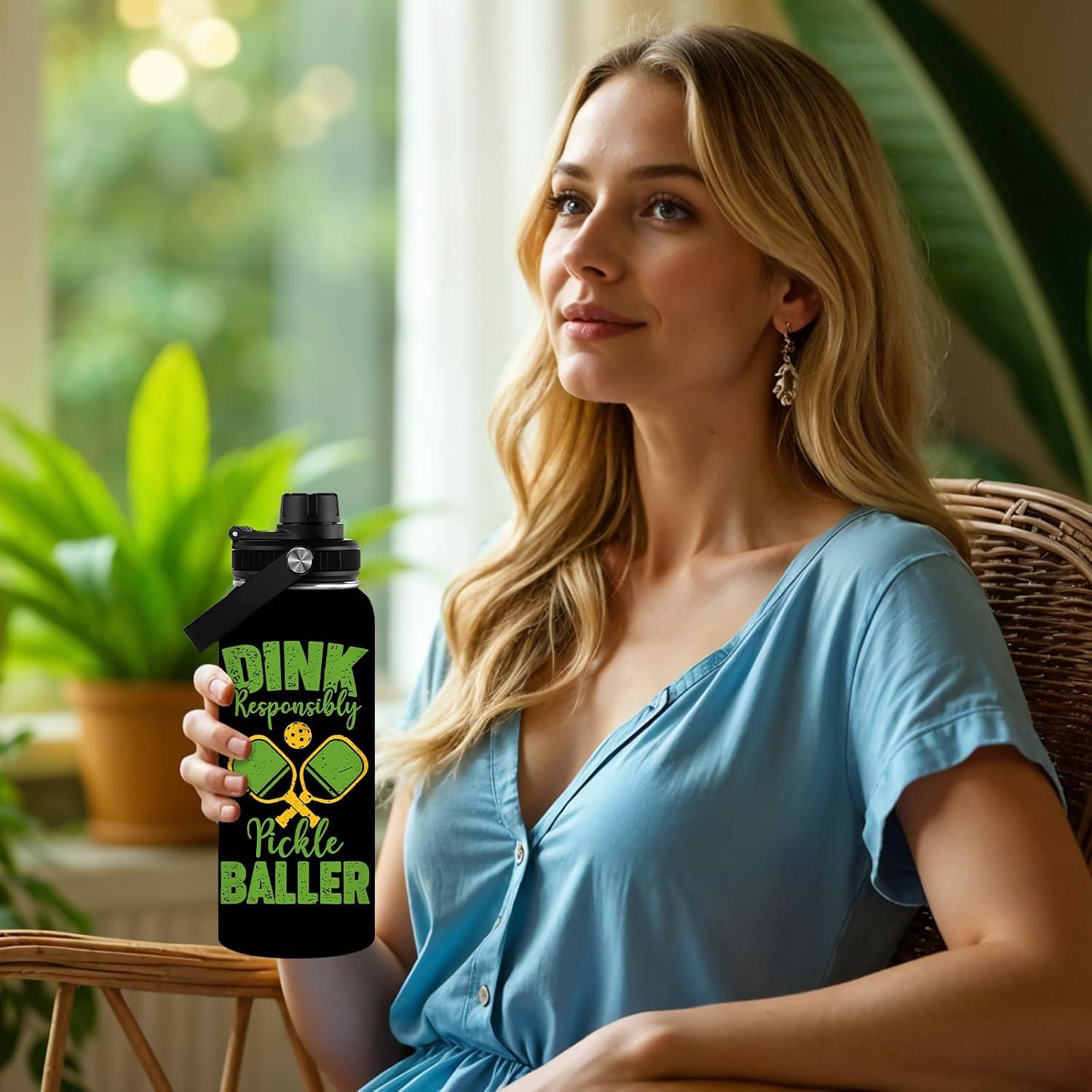 Botella de Agua Aislada WWHSAI 32oz - Acero Inoxidable Negro