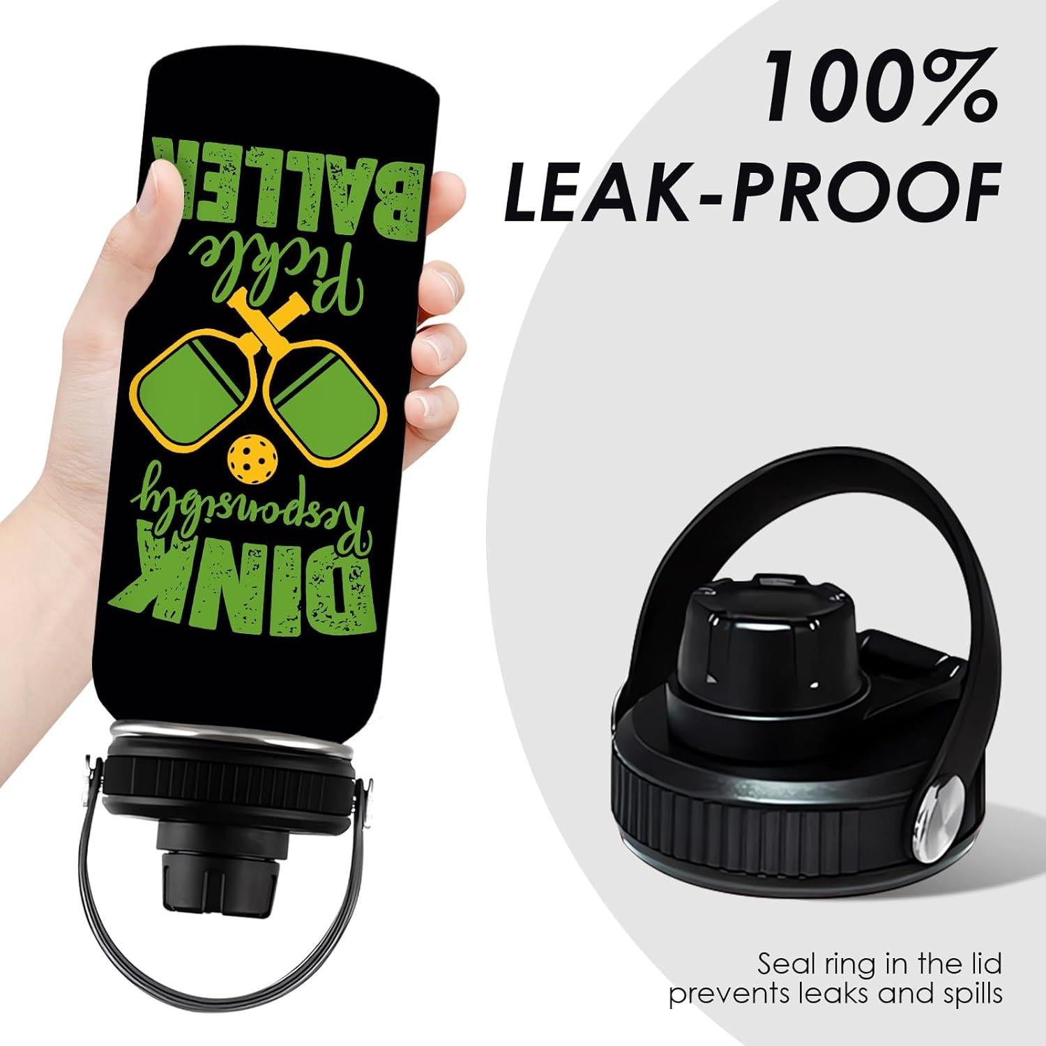 Botella de Agua Aislada WWHSAI 32oz - Acero Inoxidable Negro