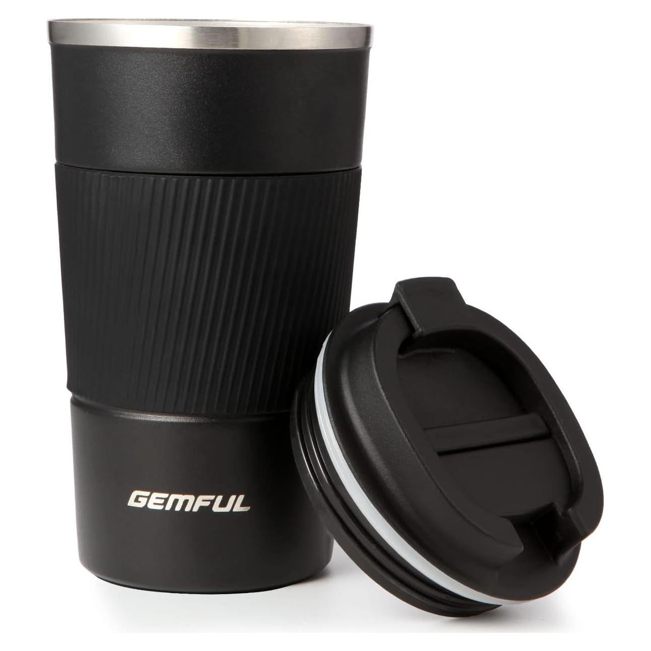 Taza de Café de Viaje GEMFUL 17oz Acero Inoxidable Aislada