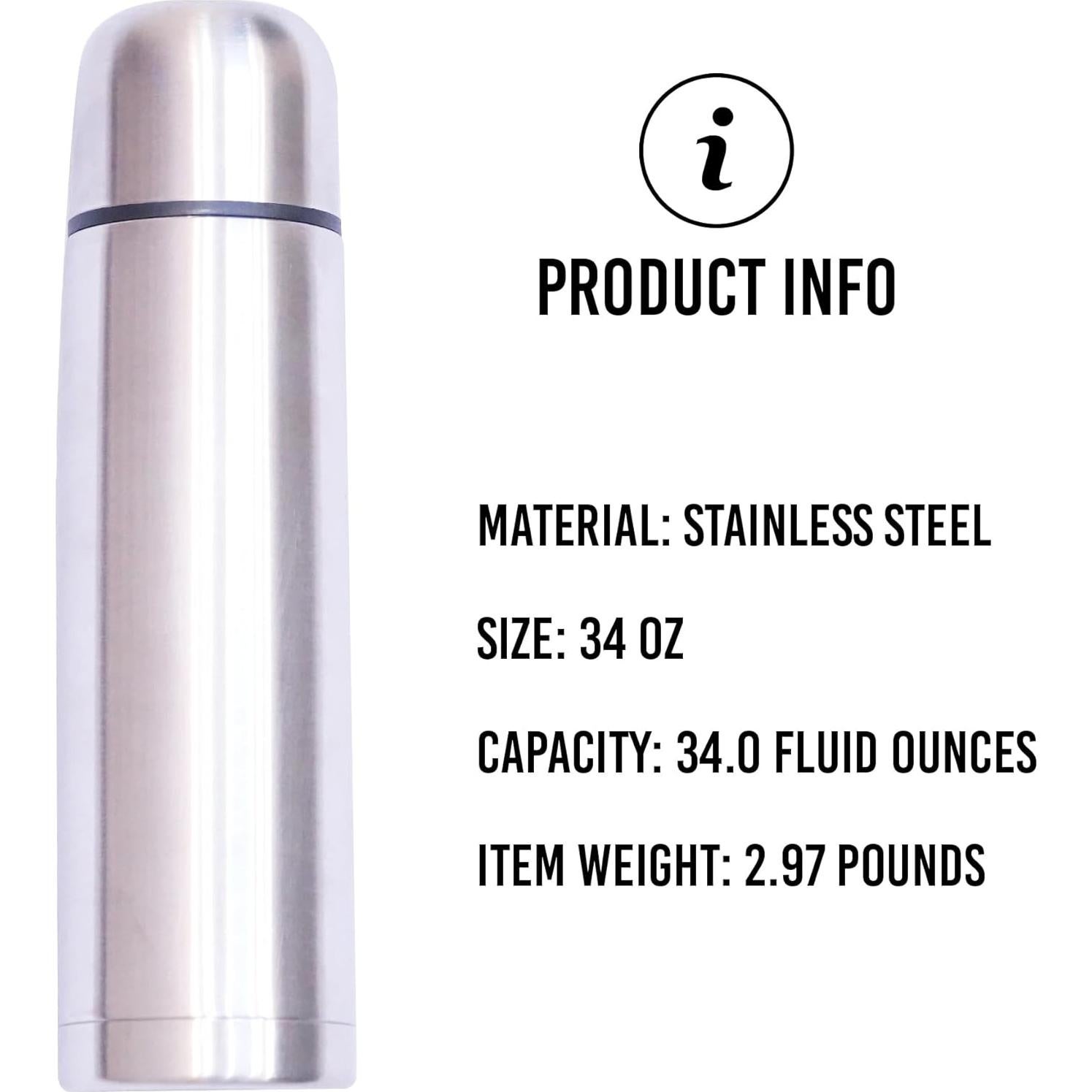 Termo de Café Fijoo Acero Inoxidable 1000ml Aislante Triple Pared