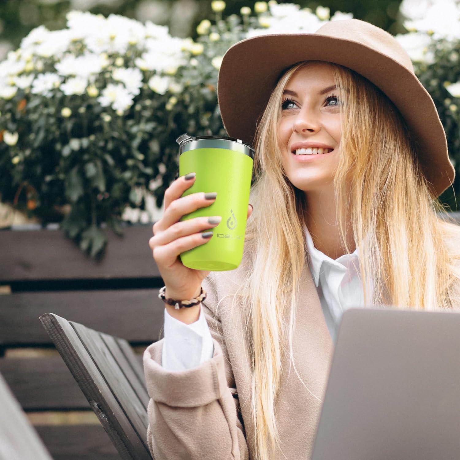 Taza de Café Aislada Ideus 20 oz Acero Inoxidable Verde Manzana