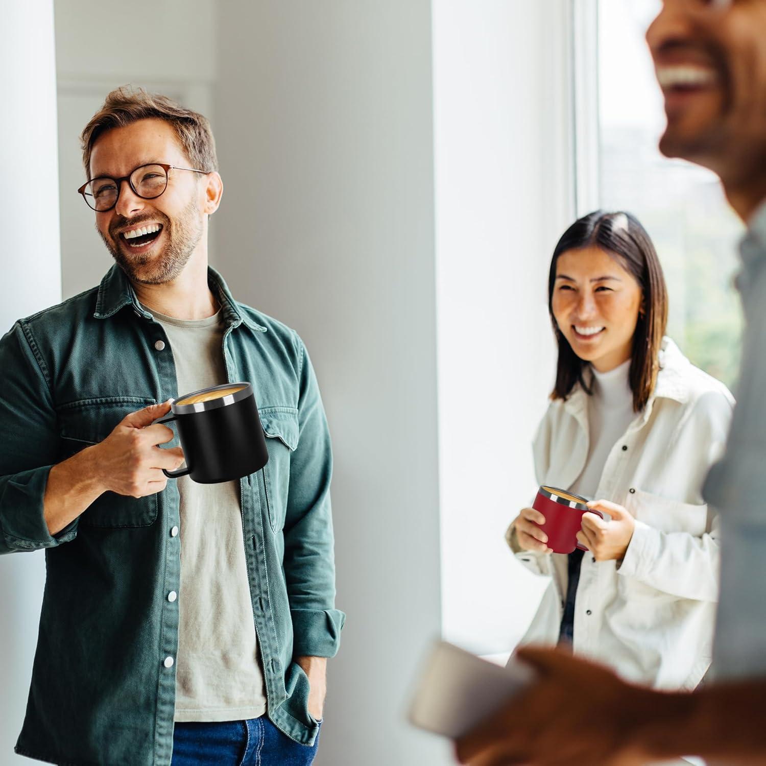 Taza de Café Aislada VEGOND 414 ml Acero Inoxidable Roja
