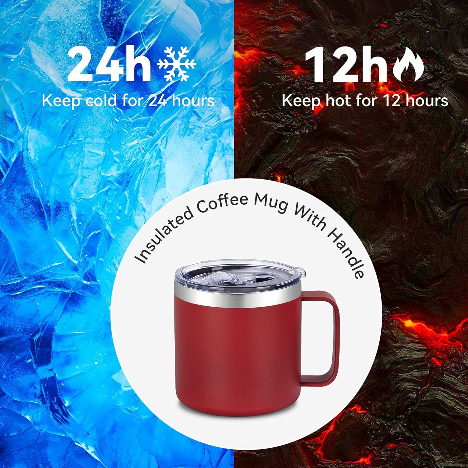 Taza de Café Aislada VEGOND 414 ml Acero Inoxidable Roja