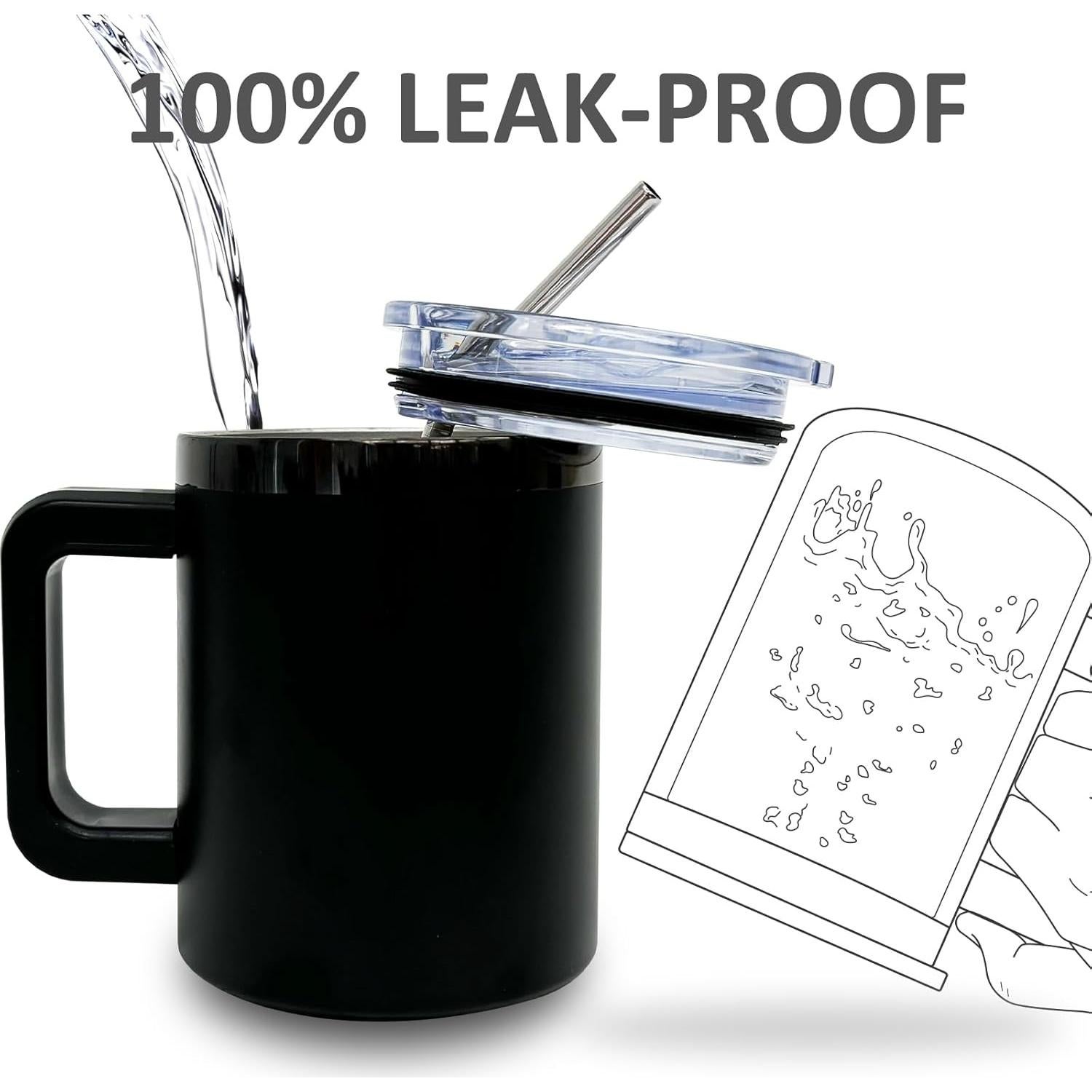 Taza de Café Aislada FunTrans 10 oz Acero Inoxidable Negro