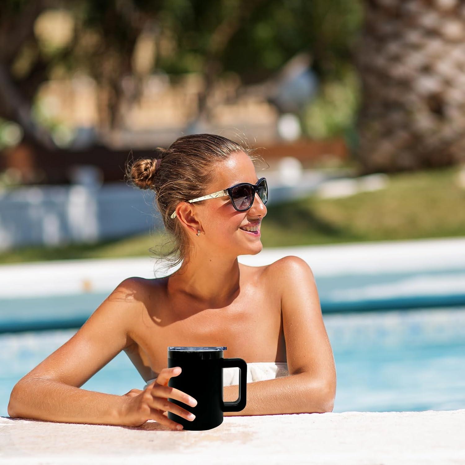 Taza de Café Aislada FunTrans 10 oz Acero Inoxidable Negro