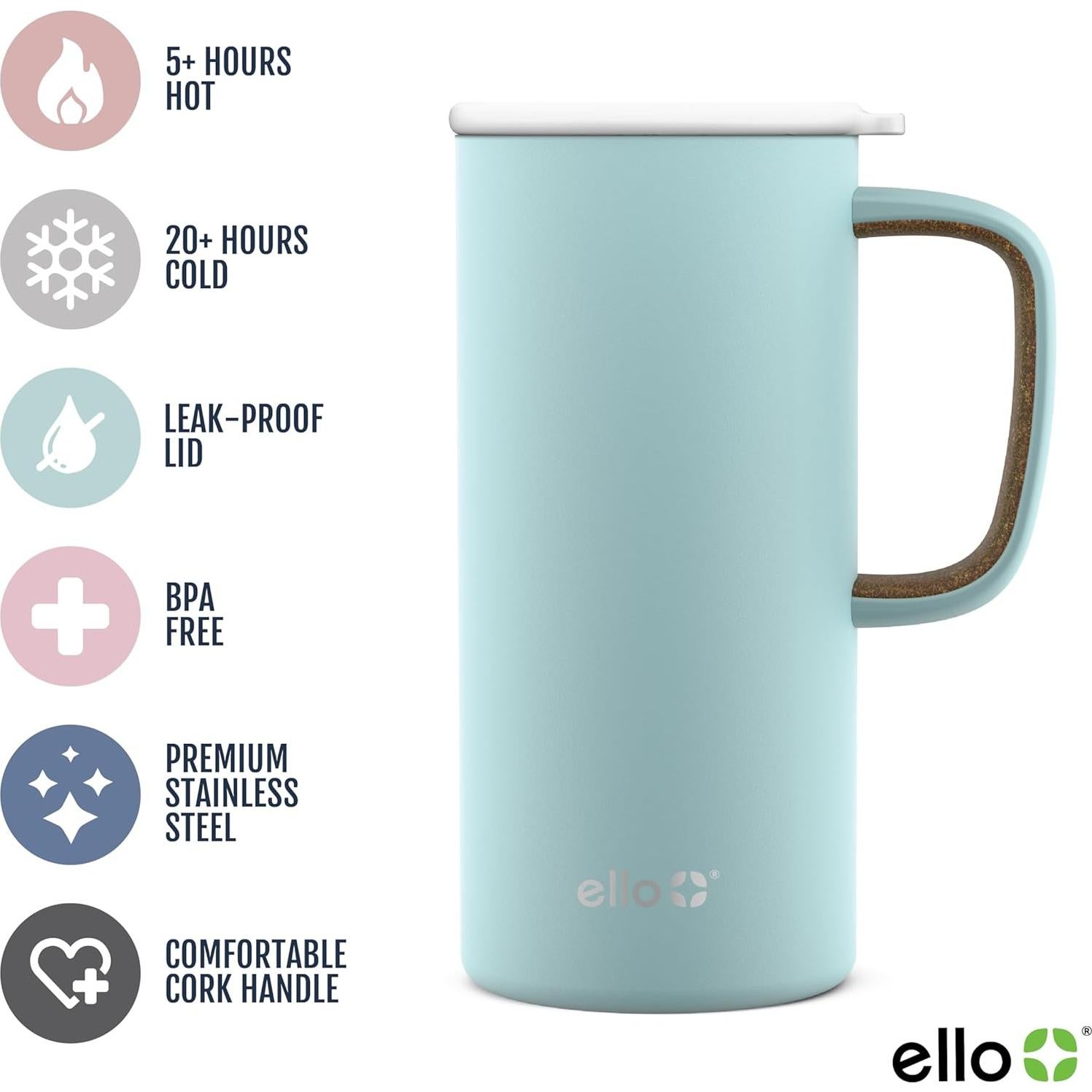 Taza de Viaje Ello Campy 0.5L Acero Inoxidable Aislada