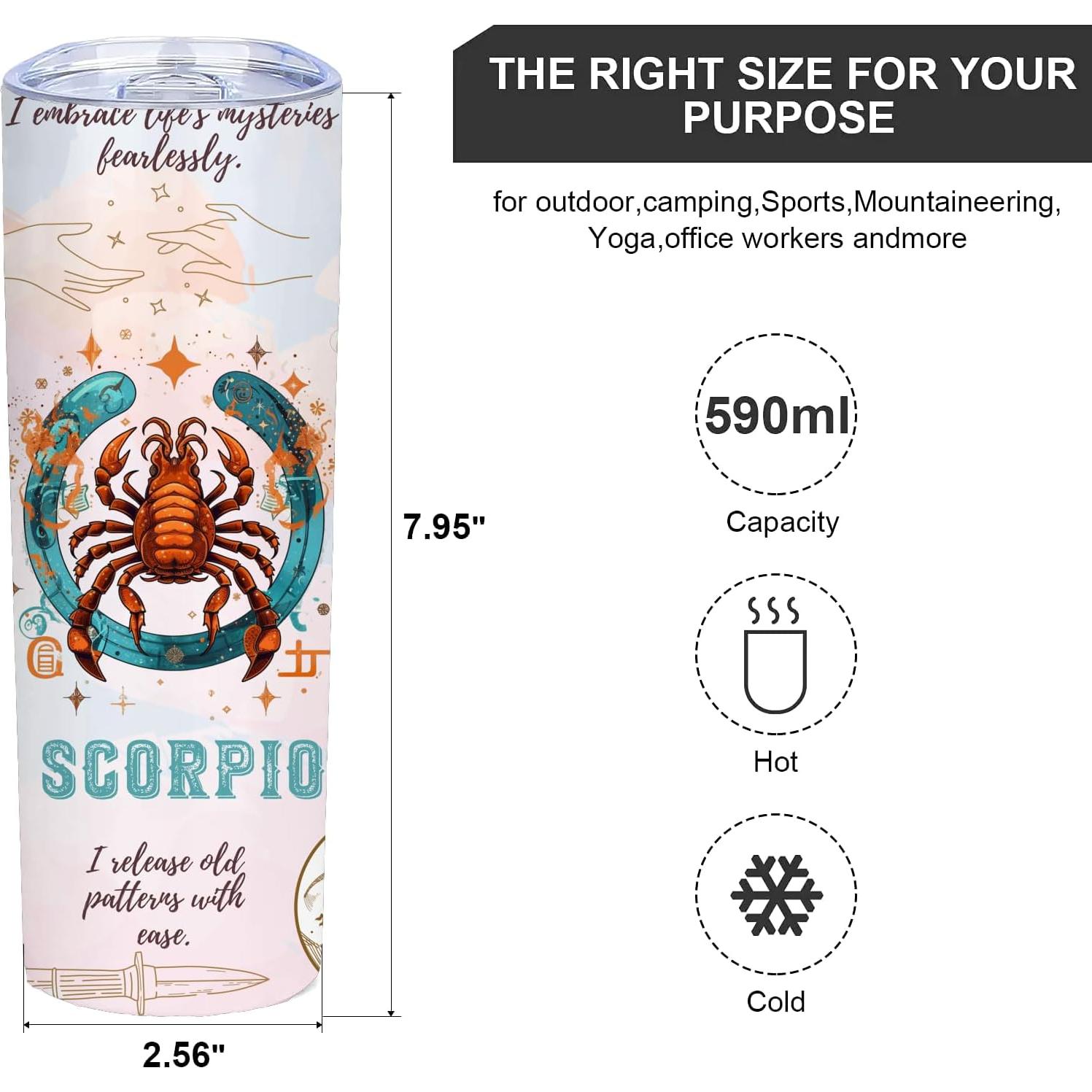 Taza de Acero Inoxidable 20oz TUMBTU Escorpio Colorido