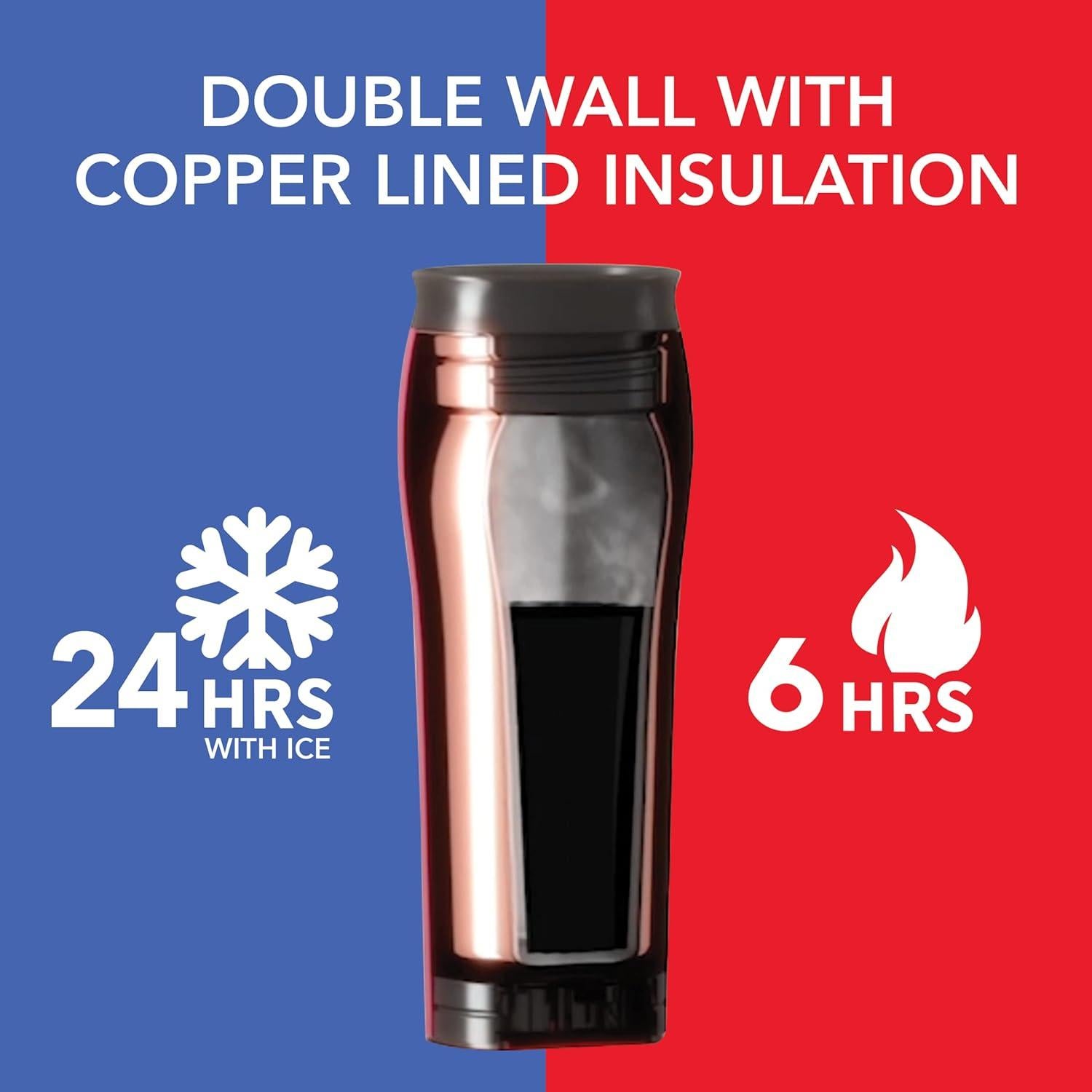 Mighty Mug Taza Involteable 16oz Oro Rosa Aislada