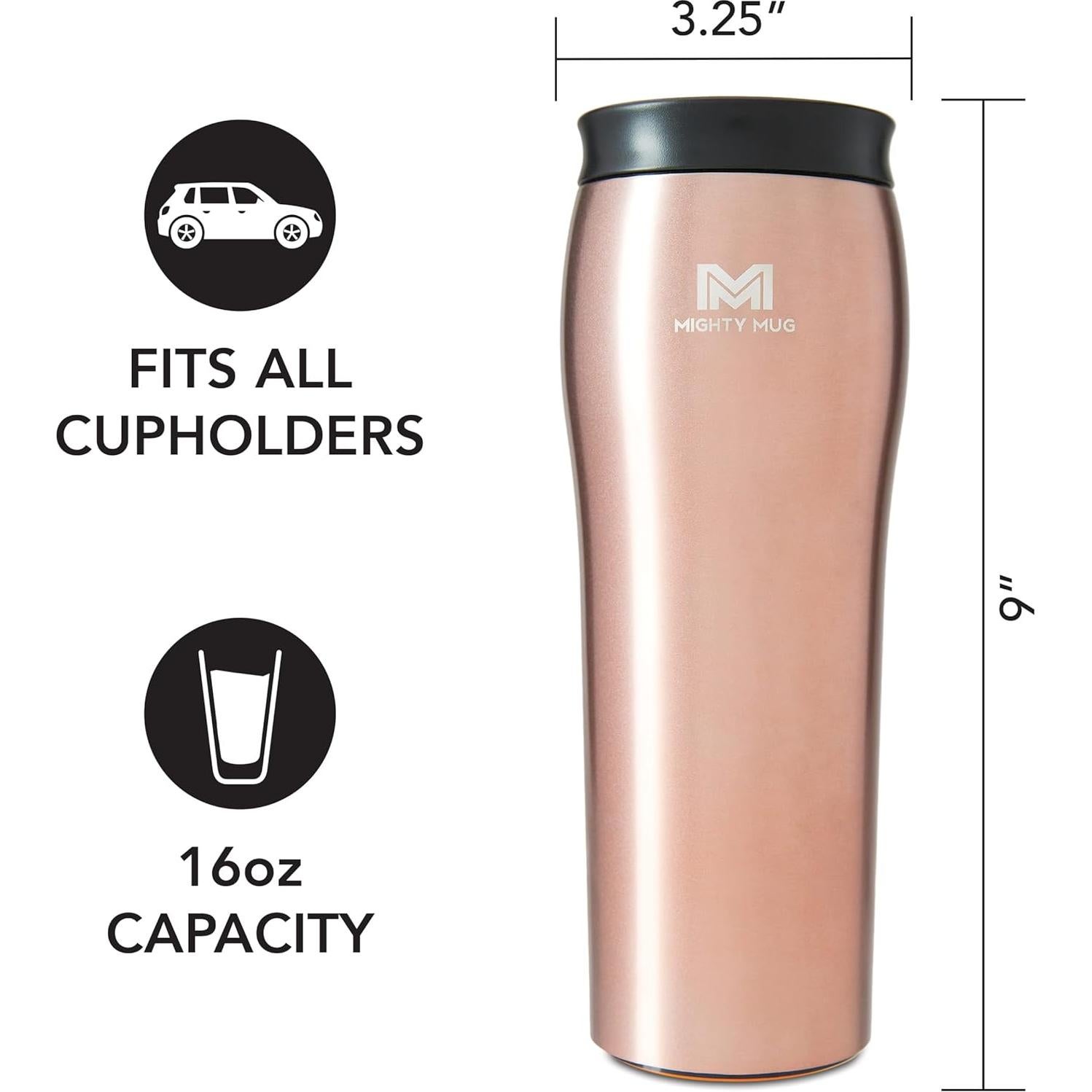 Mighty Mug Taza Involteable 16oz Oro Rosa Aislada