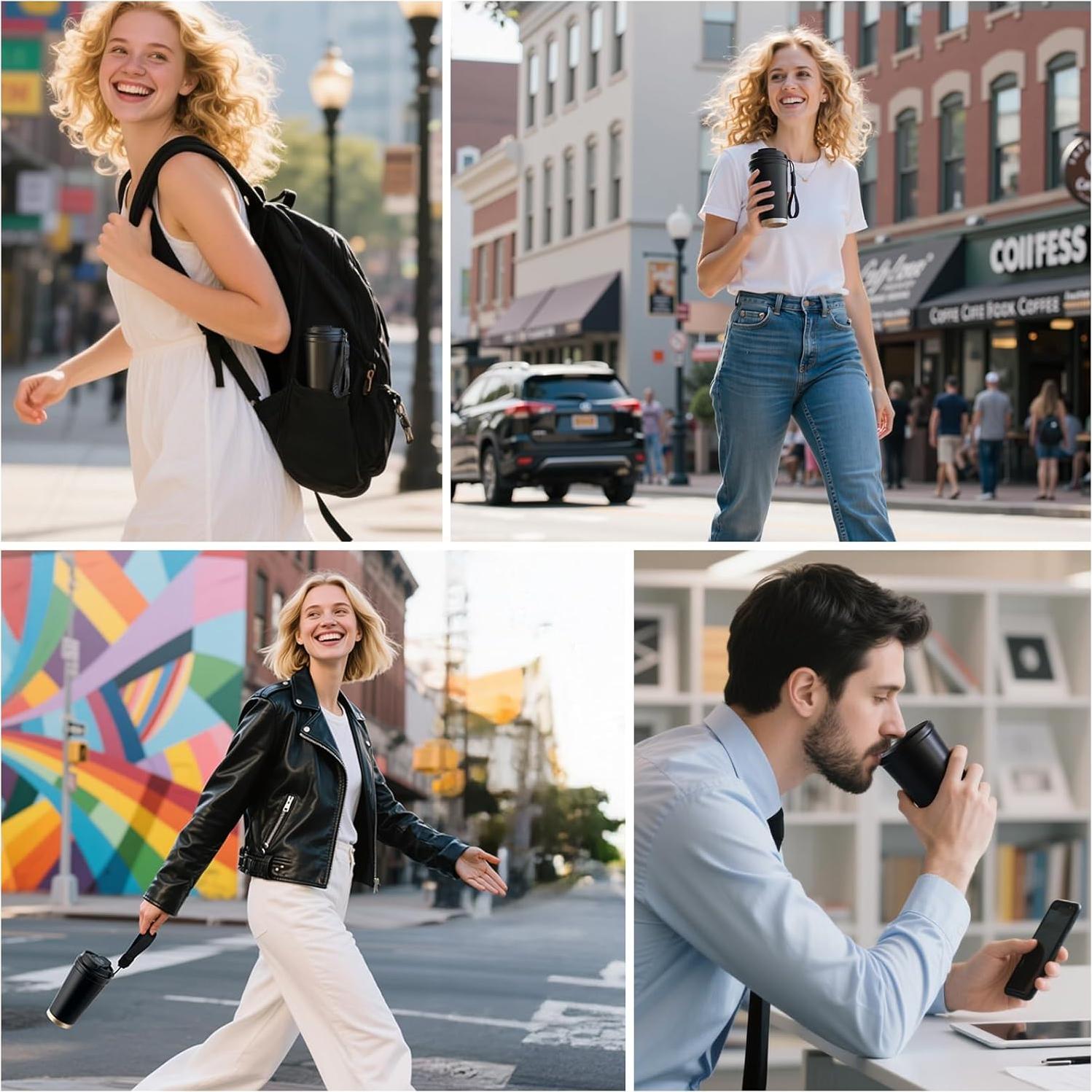 Taza de Café de Viaje Aislada Ratrabas 0.38L Negra