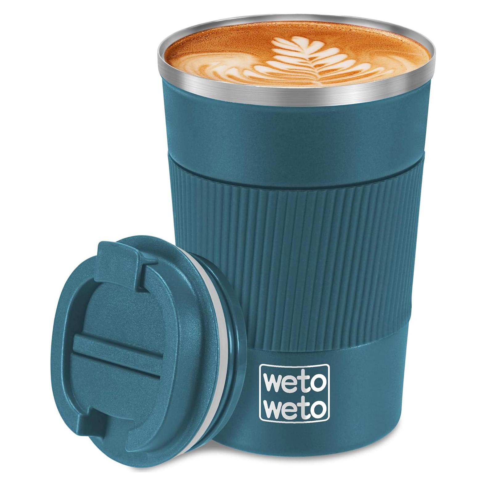 Vaso de Café Aislado WETOWETO 12oz Acero Inoxidable Azul