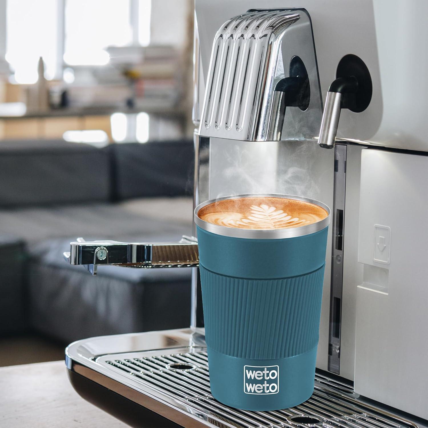 Vaso de Café Aislado WETOWETO 12oz Acero Inoxidable Azul