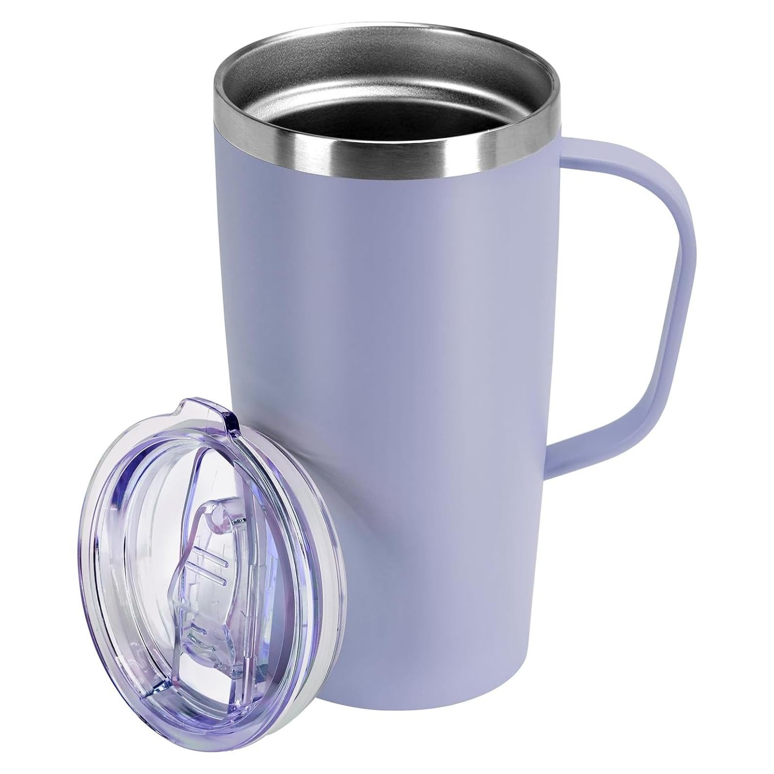 Taza de Café Aislada MEBRUDY 560ml con Tapa y Asa Púrpura