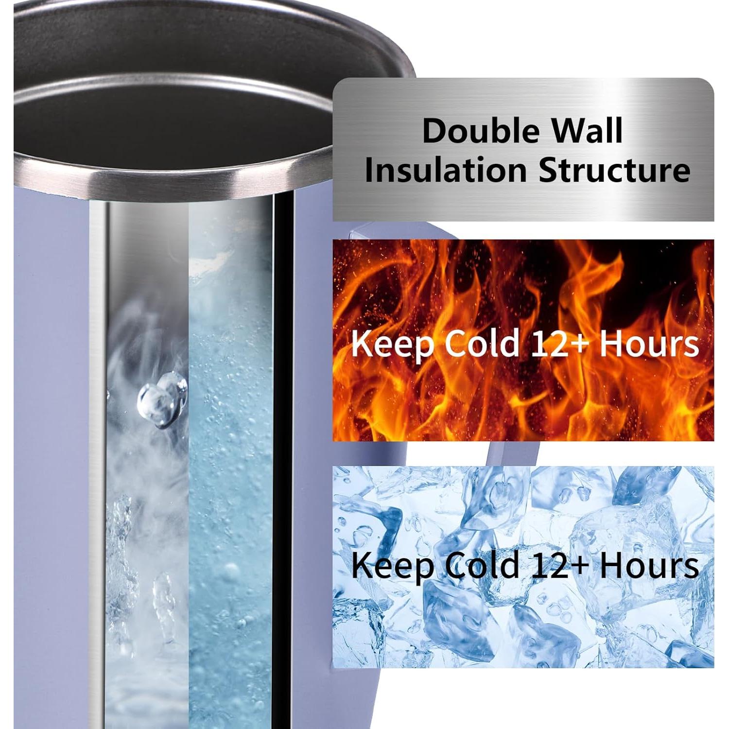 Taza de Café Aislada MEBRUDY 560ml con Tapa y Asa Púrpura