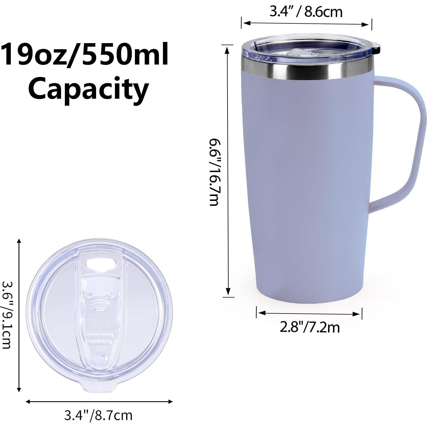 Taza de Café Aislada MEBRUDY 560ml con Tapa y Asa Púrpura