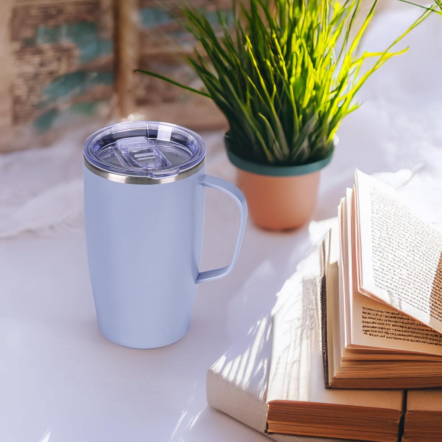 Taza de Café Aislada MEBRUDY 560ml con Tapa y Asa Púrpura