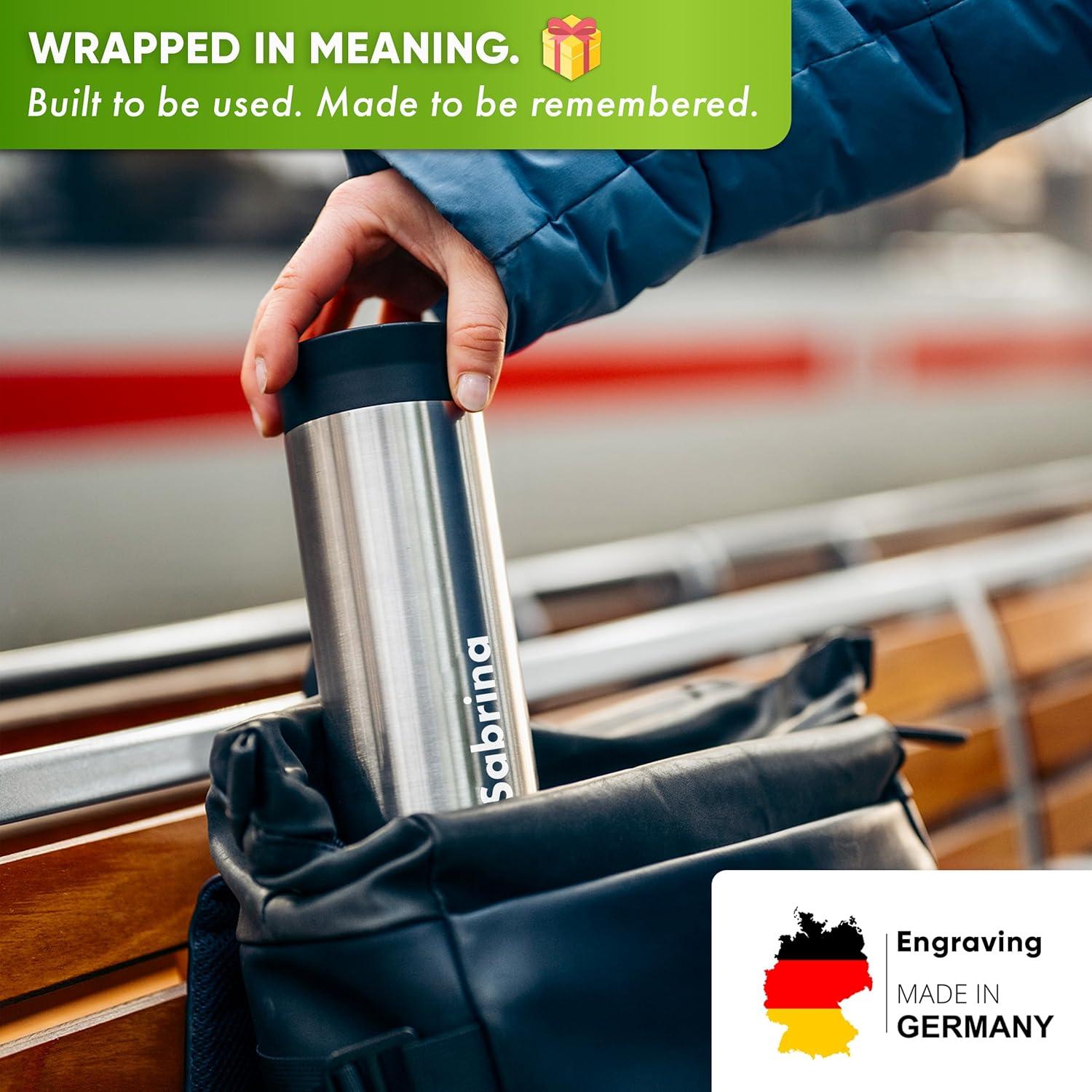 Taza de viaje aislada Blockhütte 354 ml, acero inoxidable, tapa a prueba de derrames