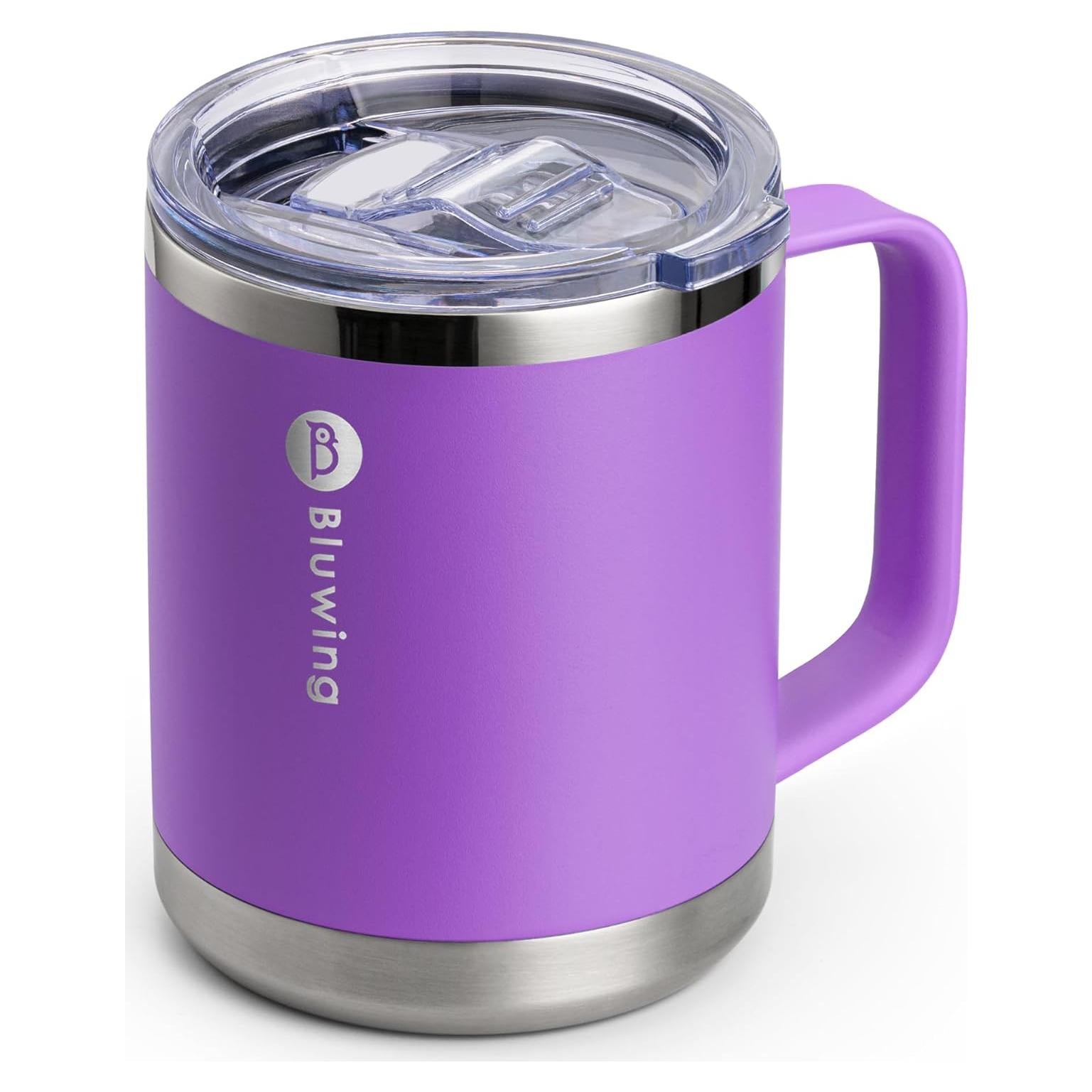Taza de café aislada Bluwing 12 oz púrpura con tapa