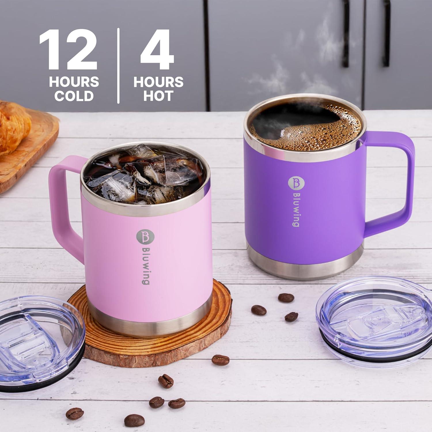 Taza de café aislada Bluwing 12 oz púrpura con tapa
