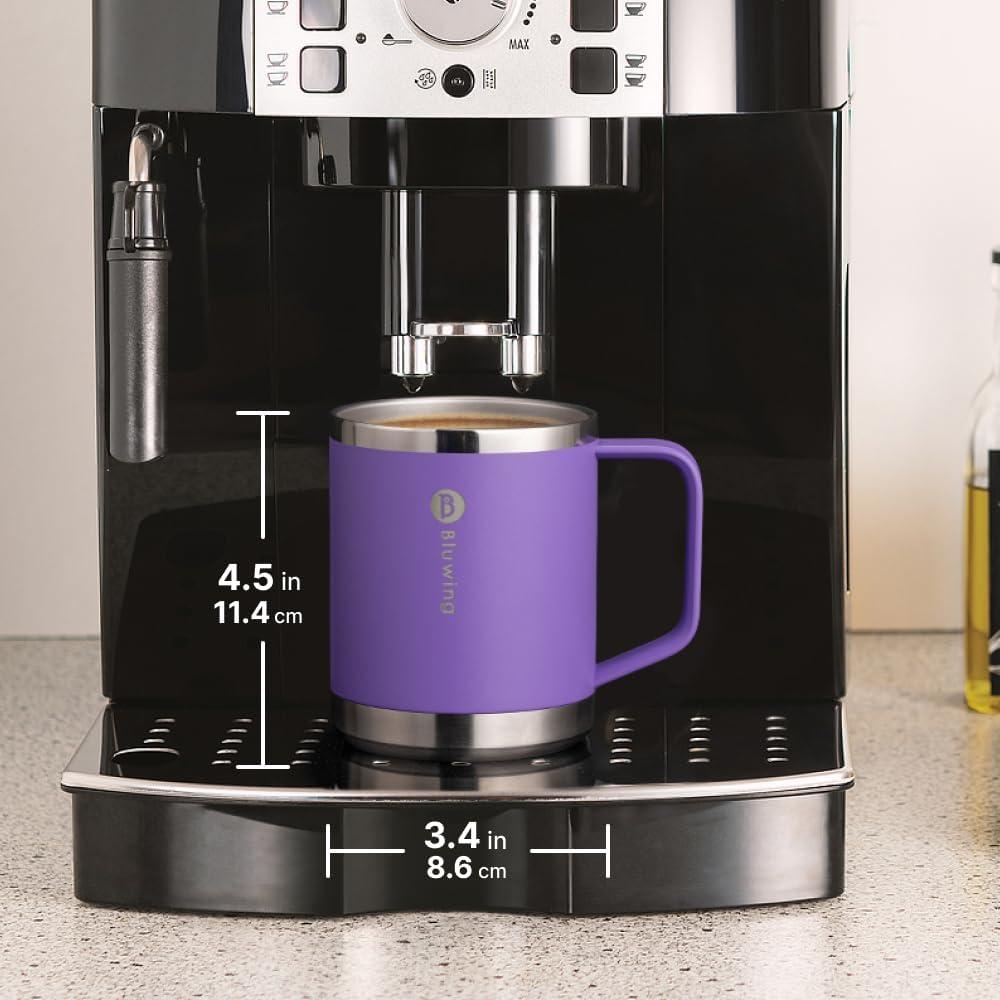 Taza de café aislada Bluwing 12 oz púrpura con tapa