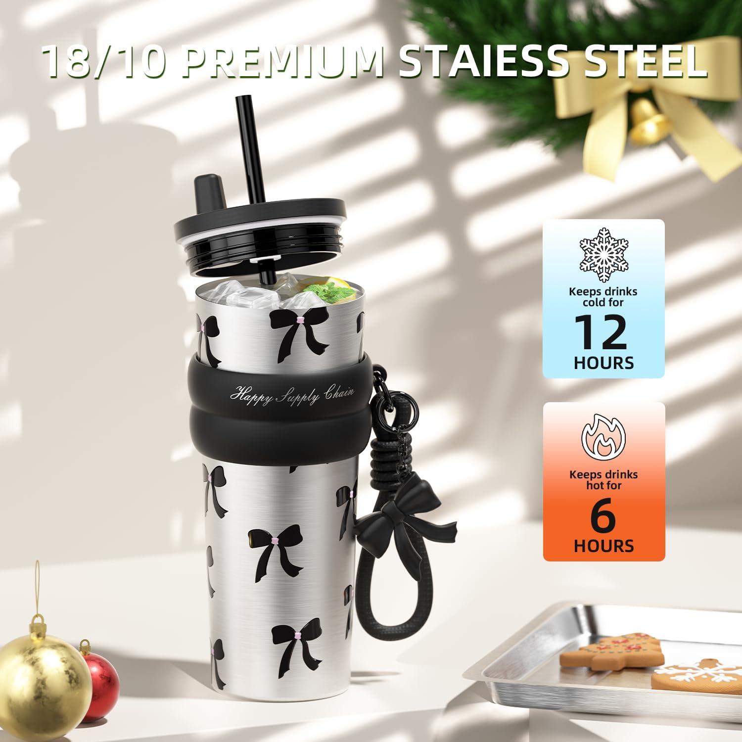 Taza de Acero Inoxidable 24 oz SDGA+ con Tapa y Pajilla