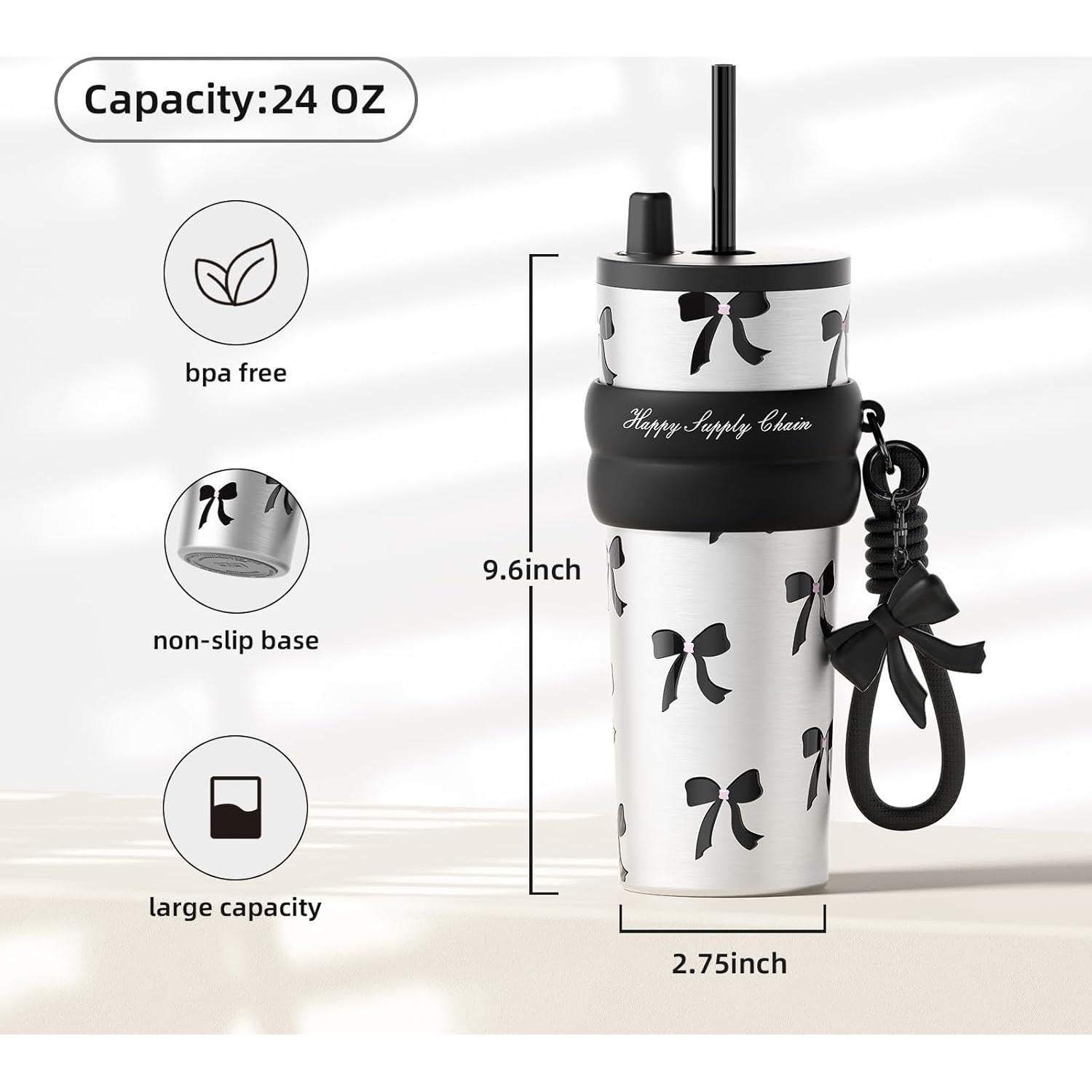 Taza de Acero Inoxidable 24 oz SDGA+ con Tapa y Pajilla