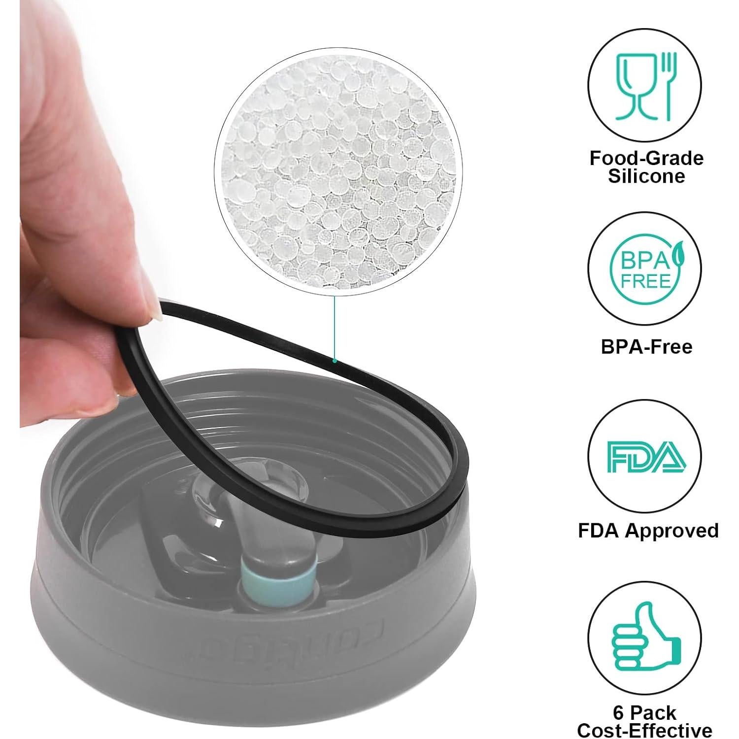 6 Juntas de Reemplazo Silicona Contigo Snapseal 16oz y 20oz