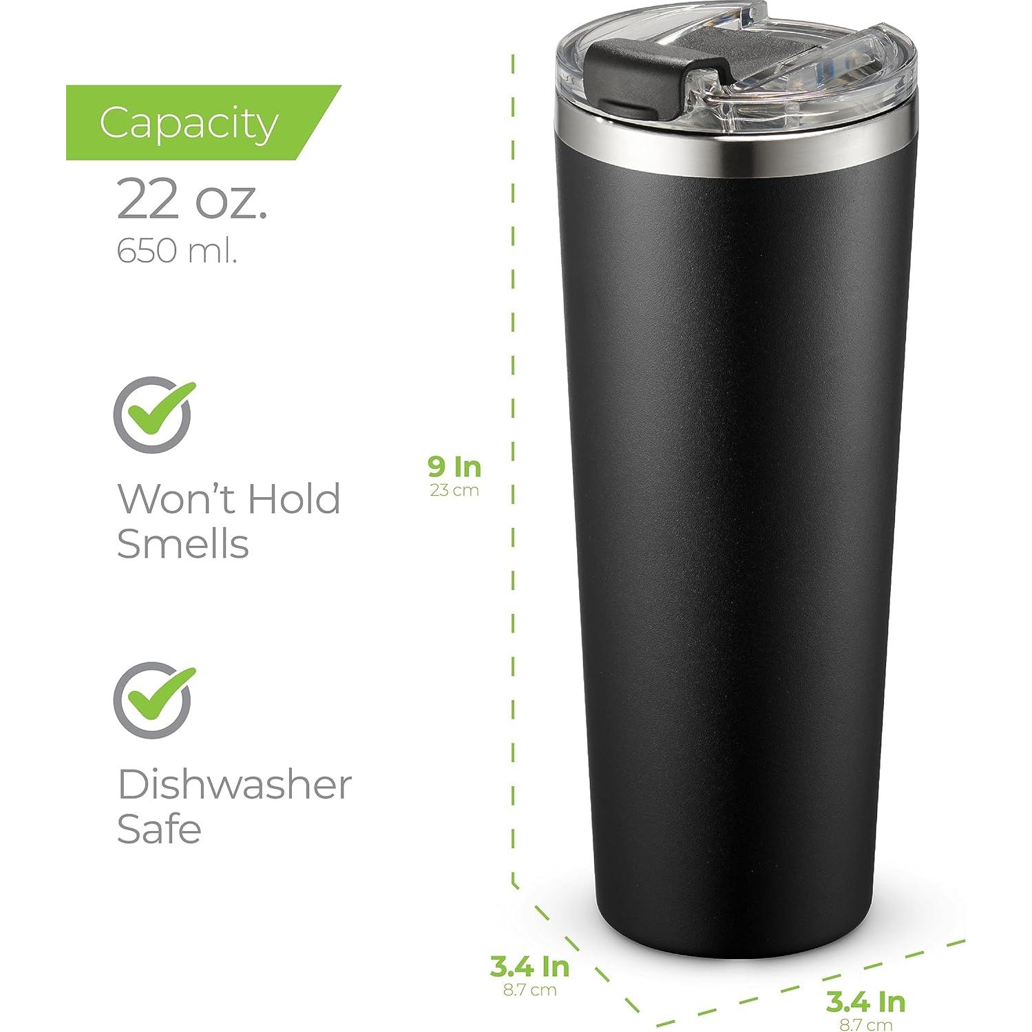 Vaso Aislado SIPX 22oz Negro - Acero Inoxidable Reutilizable