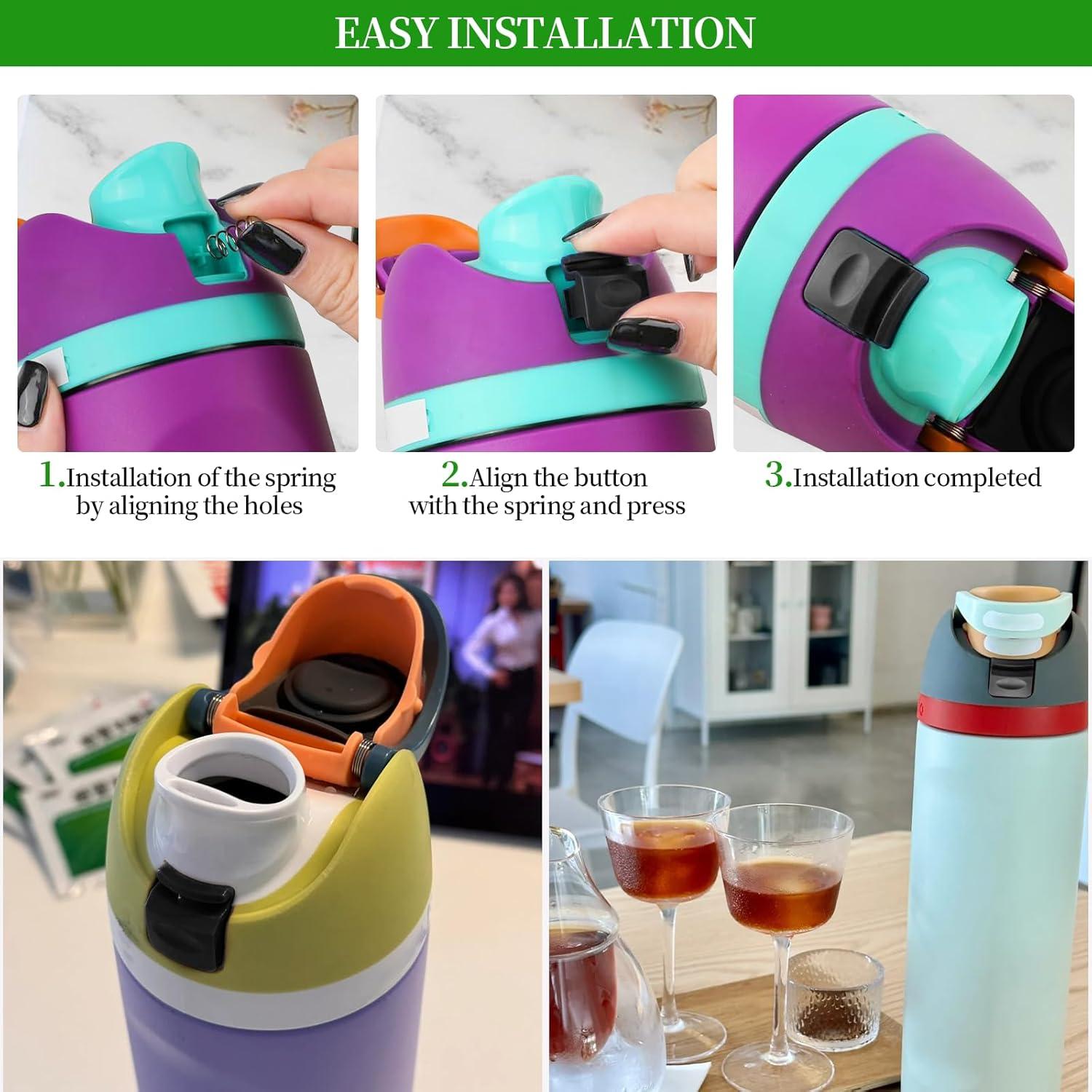 Replacement Button & Stopper Compatible with Owala FreeSip 24oz 32oz, BPA-Free Water Bottle Seal Ring Lid Mouth Push Switch Top Cap Seal Stopper Replacement Parts for Owala 19/24/32/40oz Accessories