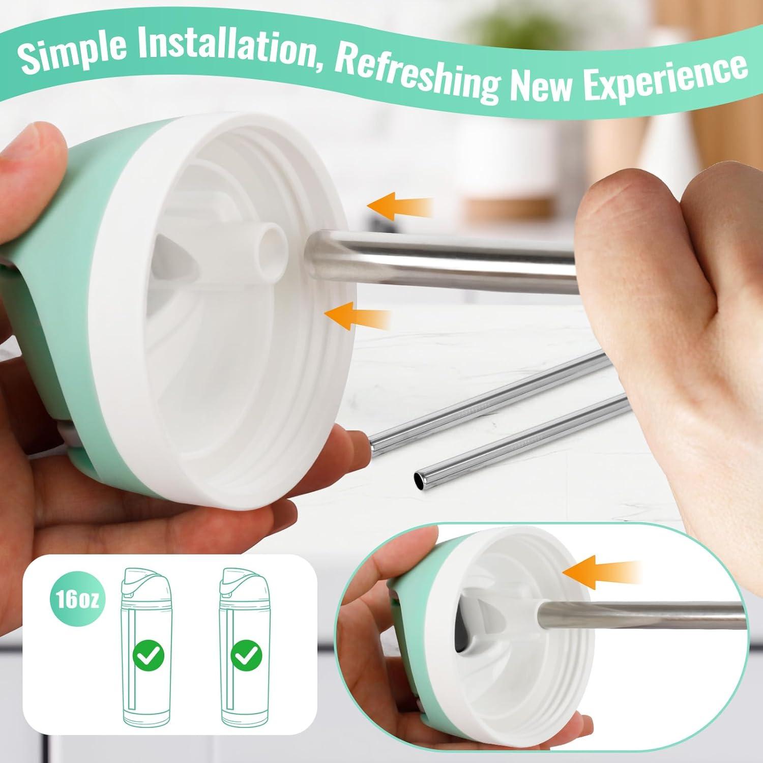 6 Popotes de Acero Inoxidable Reutilizables XHJH 16.5 cm