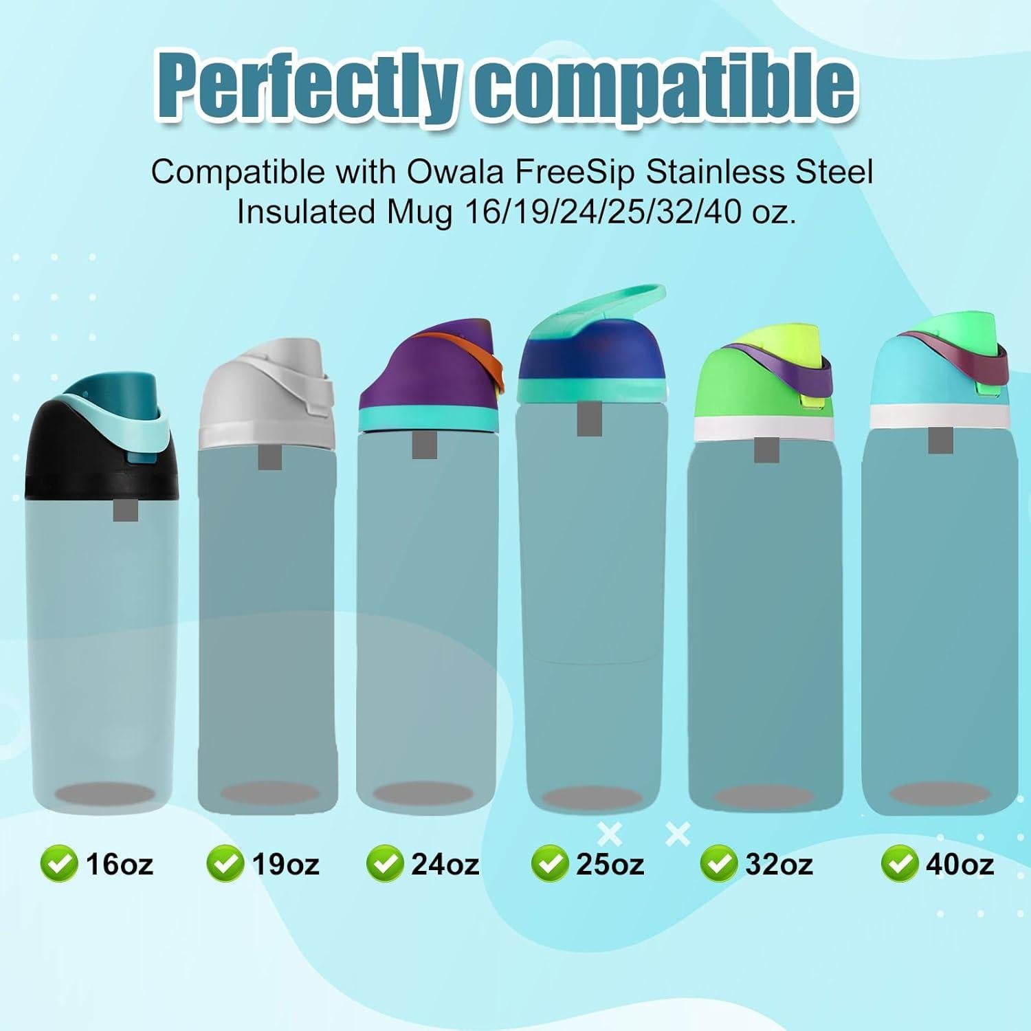 4 Tapones y 4 Anillos de Sello BOXOB para Owala 16-40oz